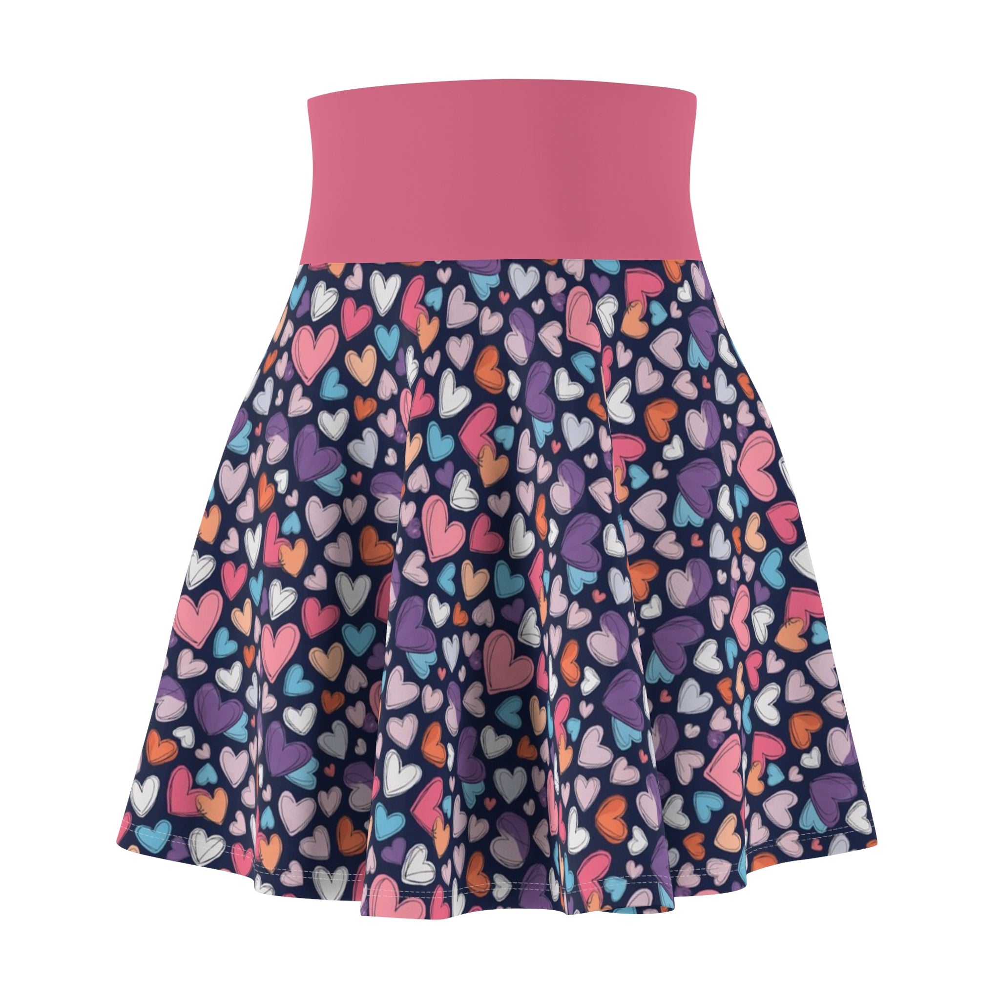 Up-Hearted Hot Pink Women's Skater Skirt (AOP)