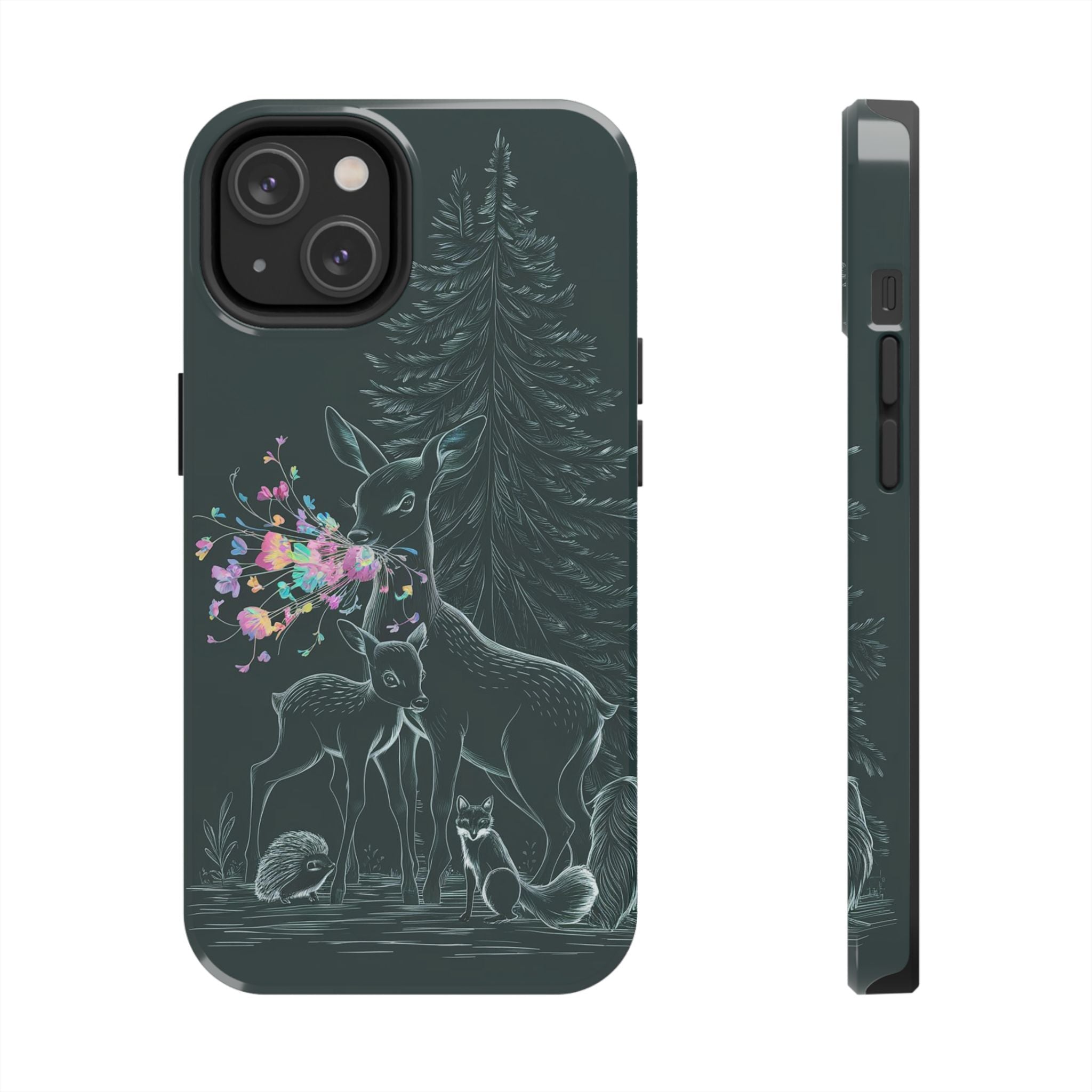 Floral Fawn and Mom - Tough Case for iPhone 14, 15, 16 - Spruced Roost