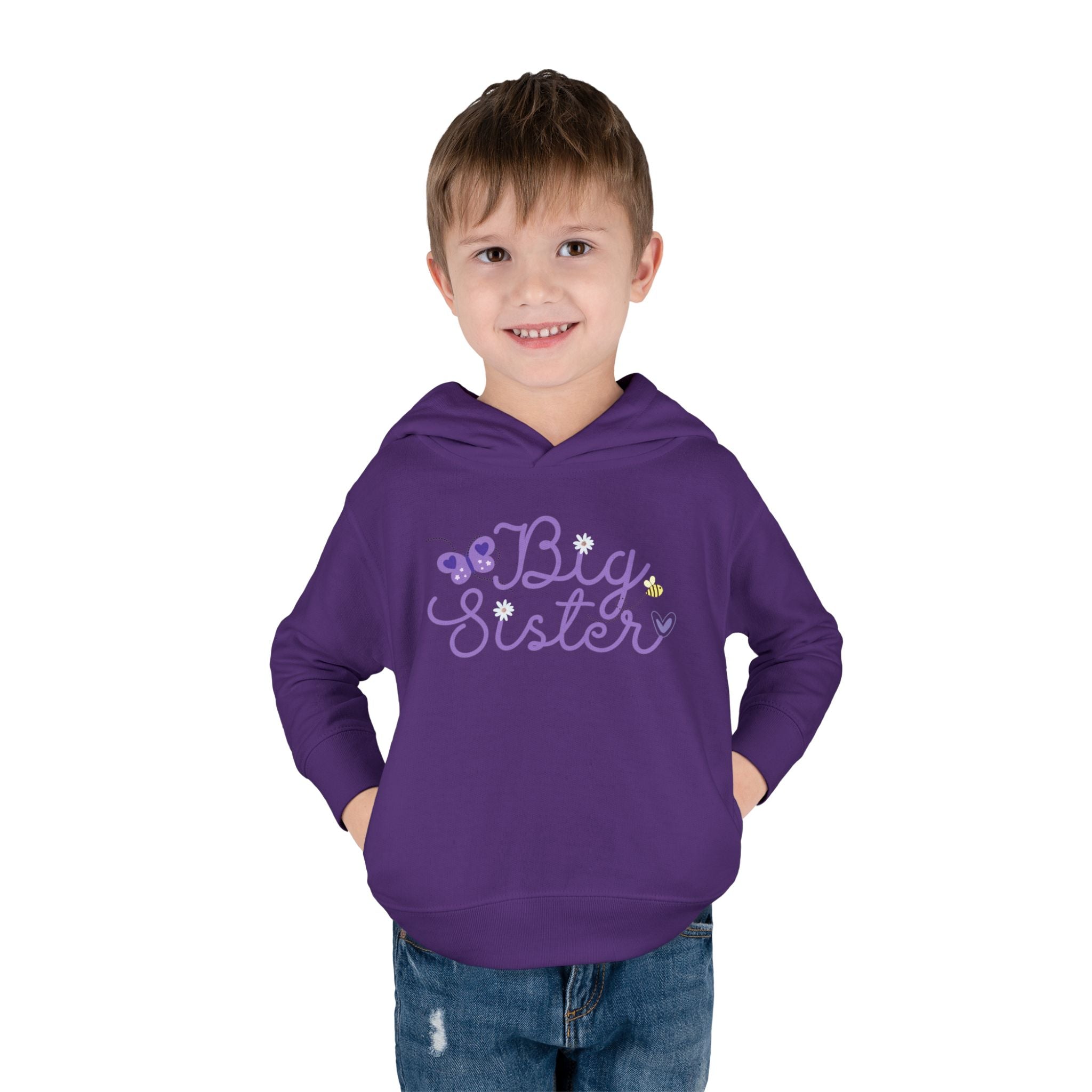 Butterfly Big Sister - Toddler Pullover Fleece Hoodie - 2T, 4T, 6T