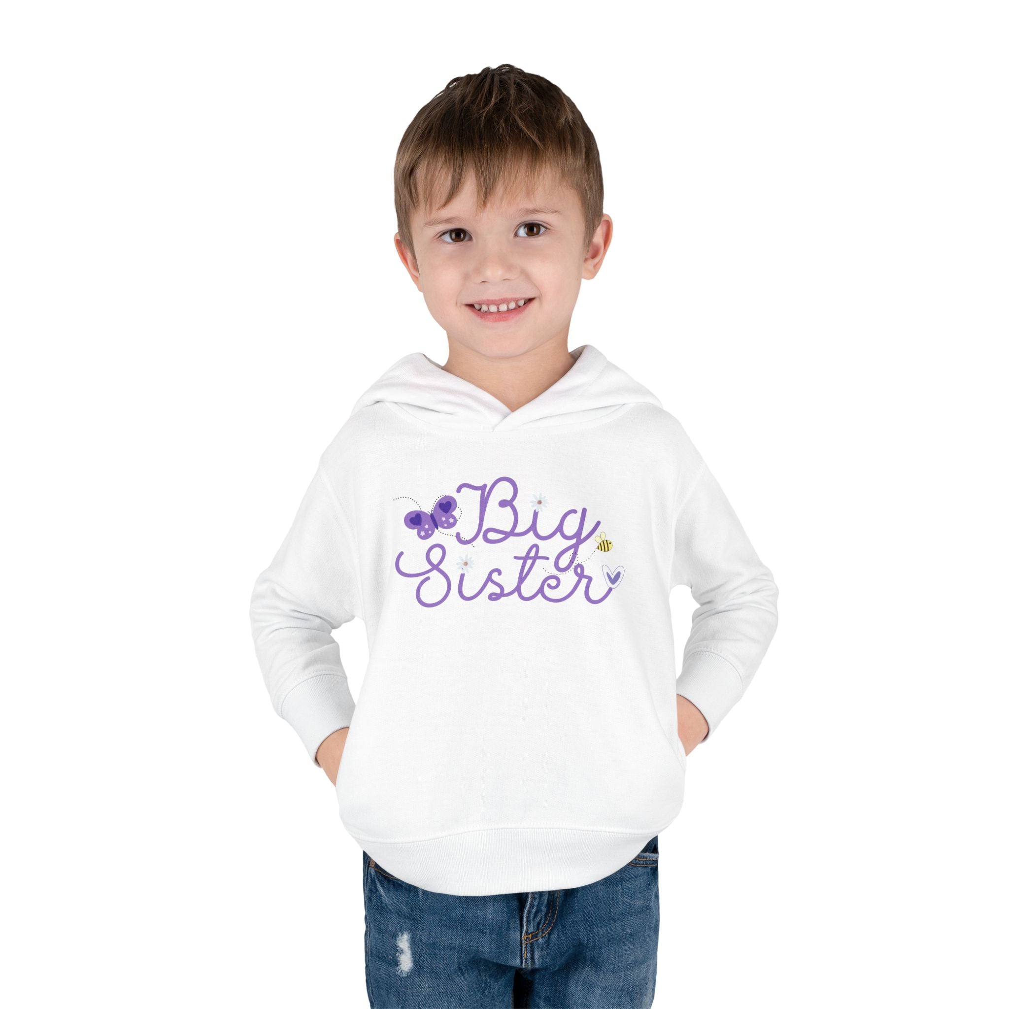 Butterfly Big Sister - Toddler Pullover Fleece Hoodie - 2T, 4T, 6T