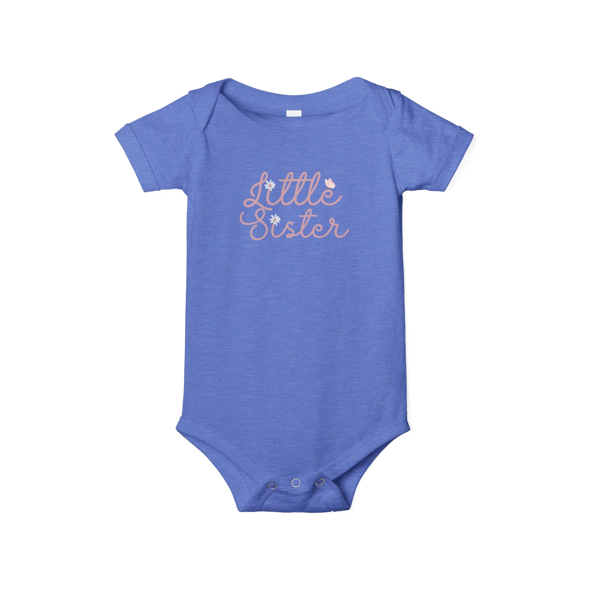 Daisy Cursive Pink - Little Sister Onesie - Long-Sleeve Organic Bodysuit