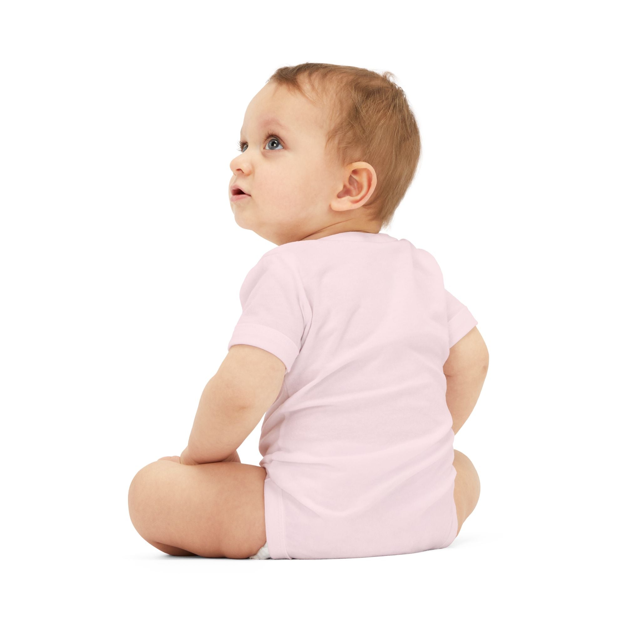 Daisy Cursive Pink - Little Sister Onesie - Long-Sleeve Organic Bodysuit