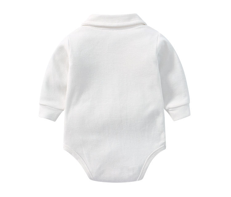 Classic Button up Long Sleeve Polo Romper - 4 Colors