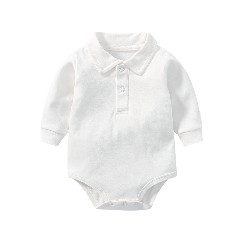 Classic Button up Long Sleeve Polo Romper - 4 Colors