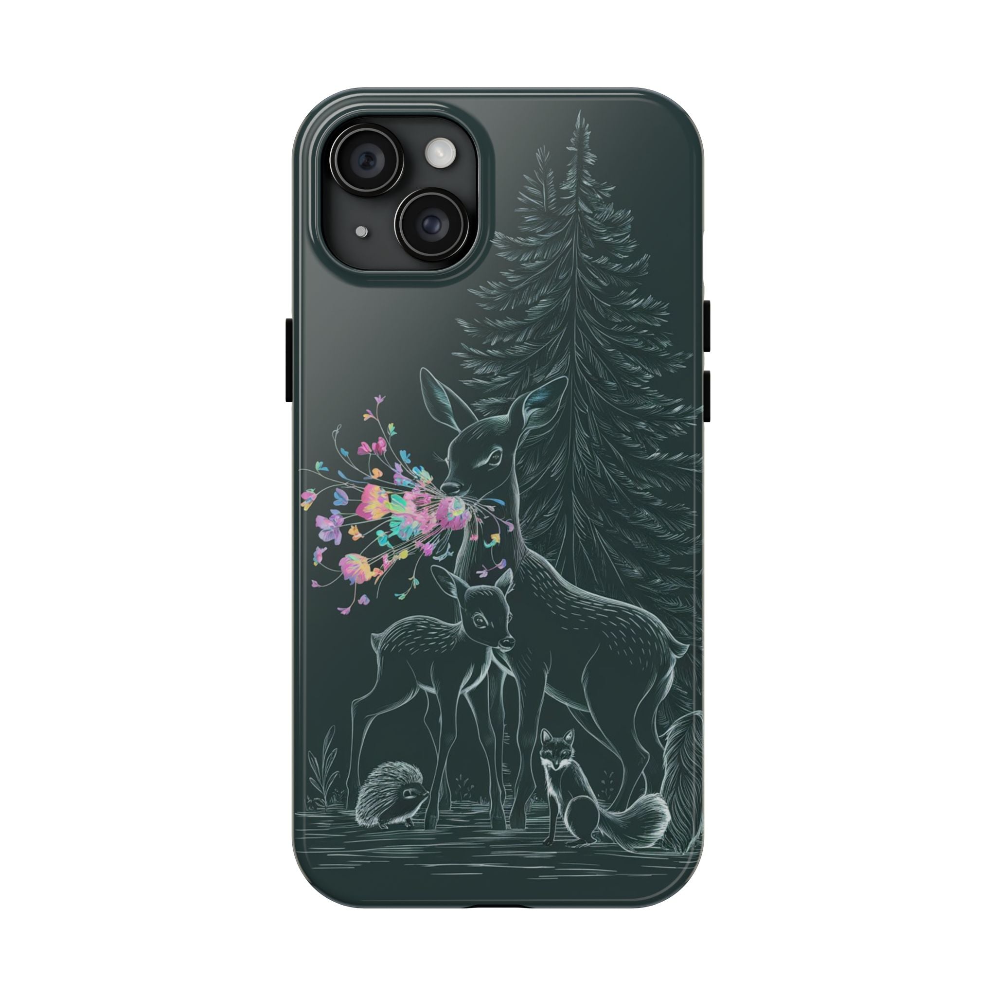 Floral Fawn and Mom - Tough Case for iPhone 14, 15, 16 - Spruced Roost