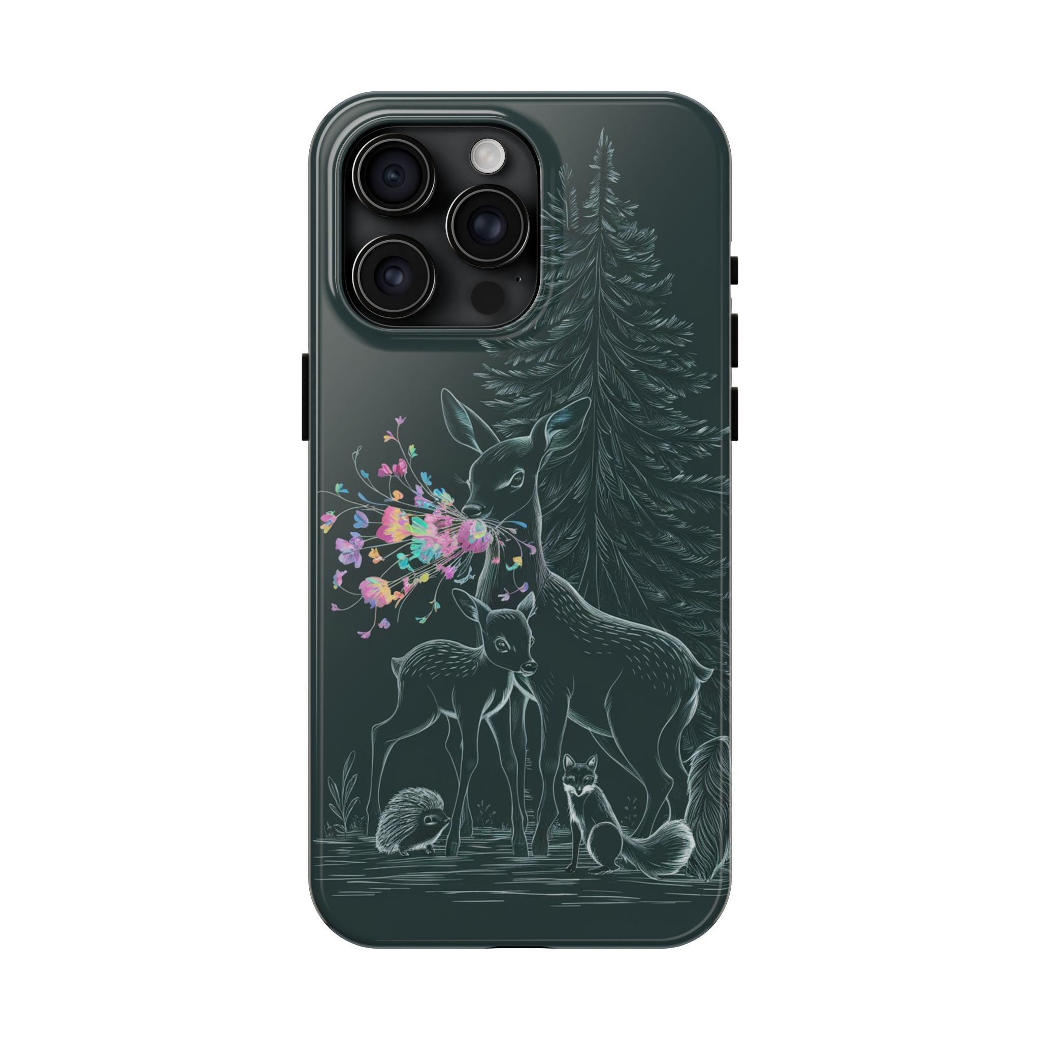 Floral Fawn and Mom - Tough Case for iPhone 14, 15, 16 - Spruced Roost