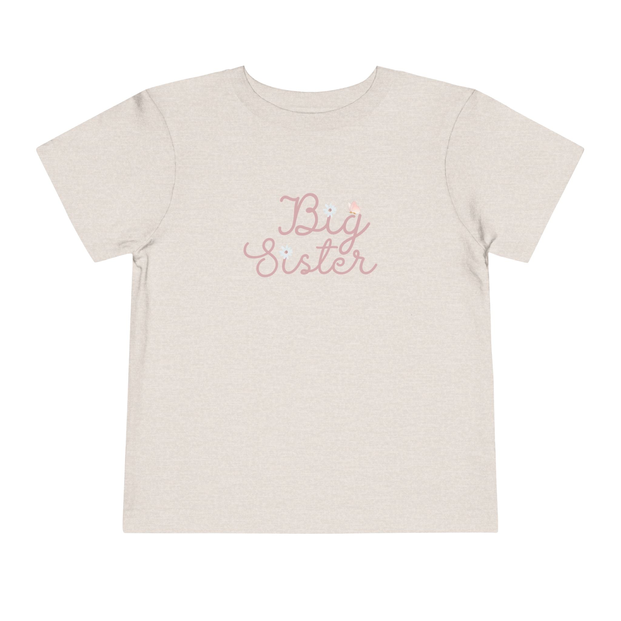 Pink Cursive Daisy Big Sister Toddler Tee