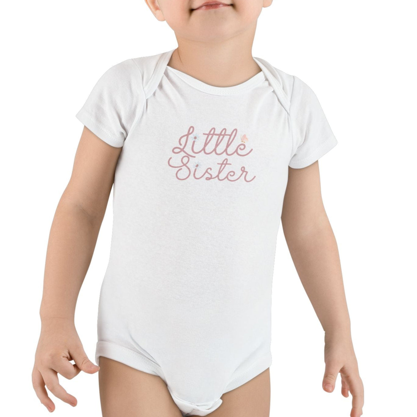 Little Sister in Pink USA Organic Baby Bodysuit - Perfect Gift for Newborns