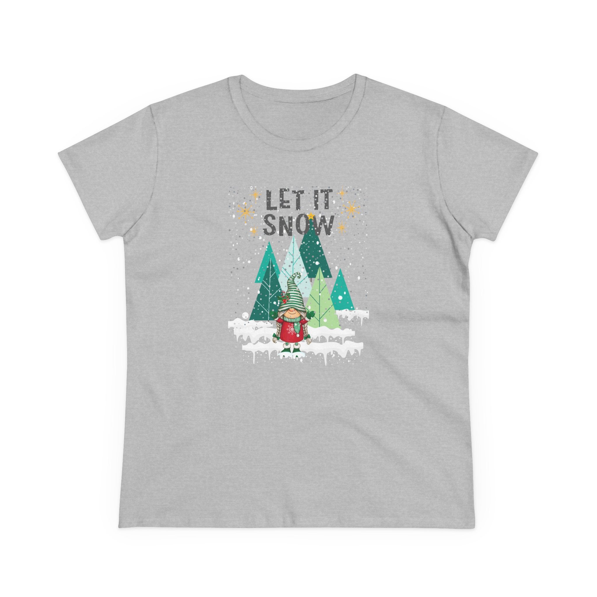 Let it Snow Gnome - Slim Women's Midweight Cotton - Tee S-3XL