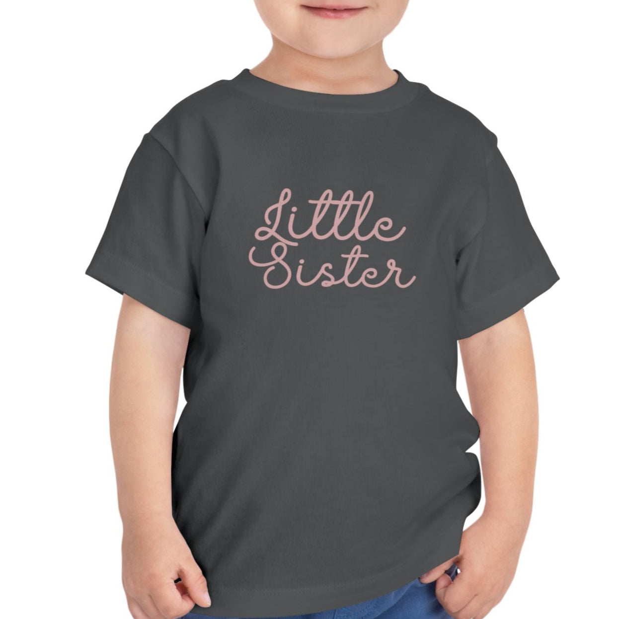 Pink Cursive - Little Sister Onesie - Long-Sleeve Organic Bodysuit