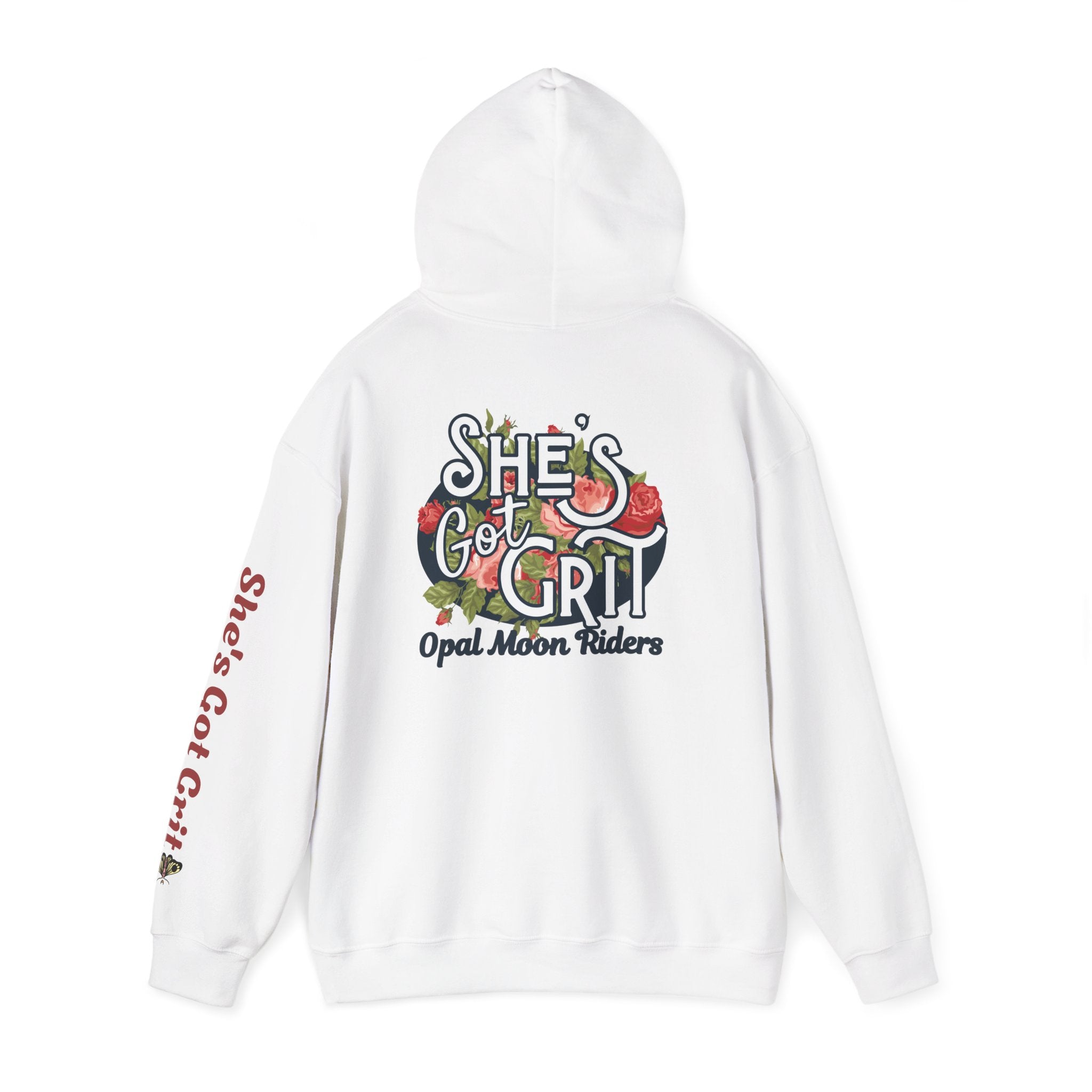 "She's Got Grit" Hoodie — Opal Moon Riders Floral Logo Pullover