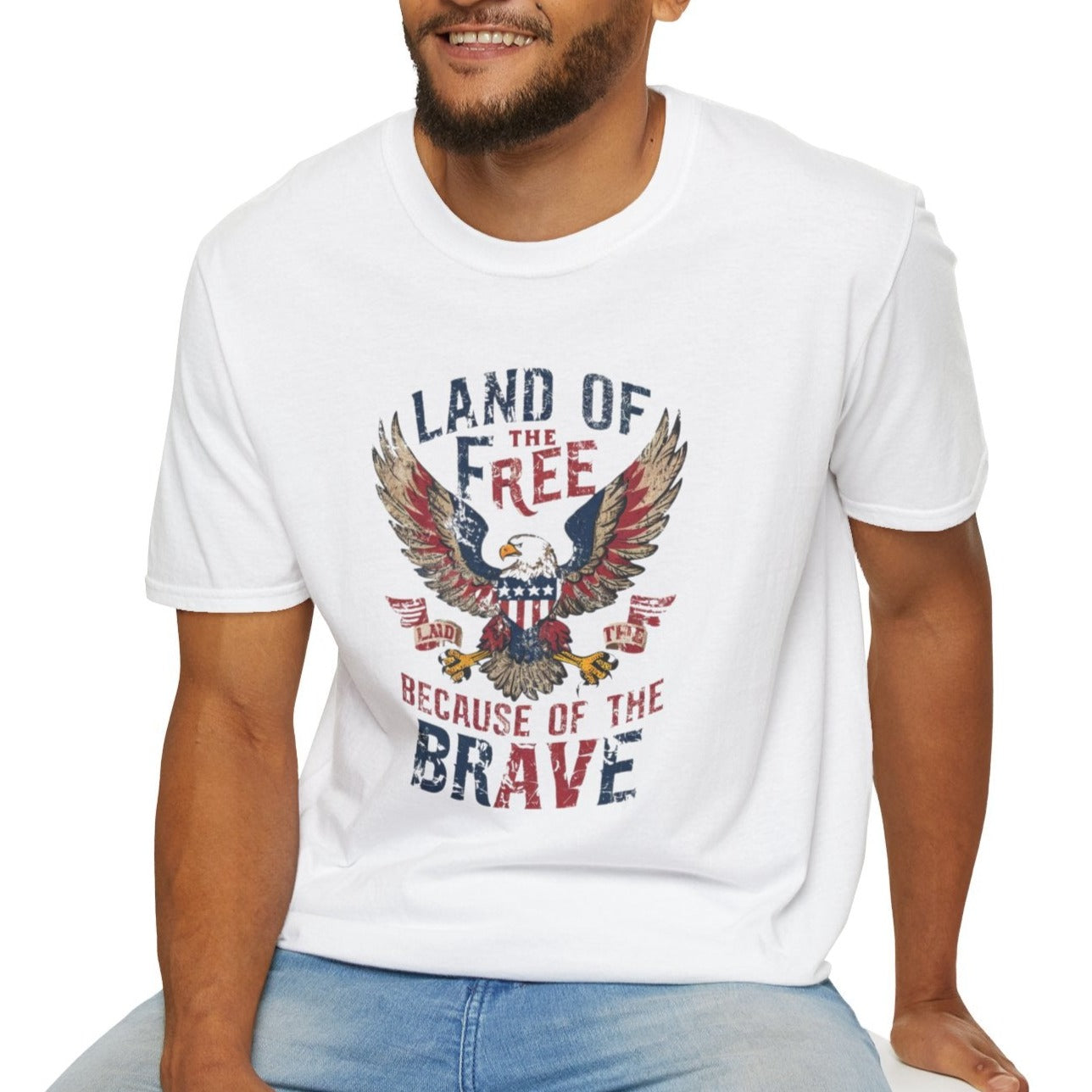 Land of the Free, Because of the Brave - Unisex Softstyle T-Shirt
