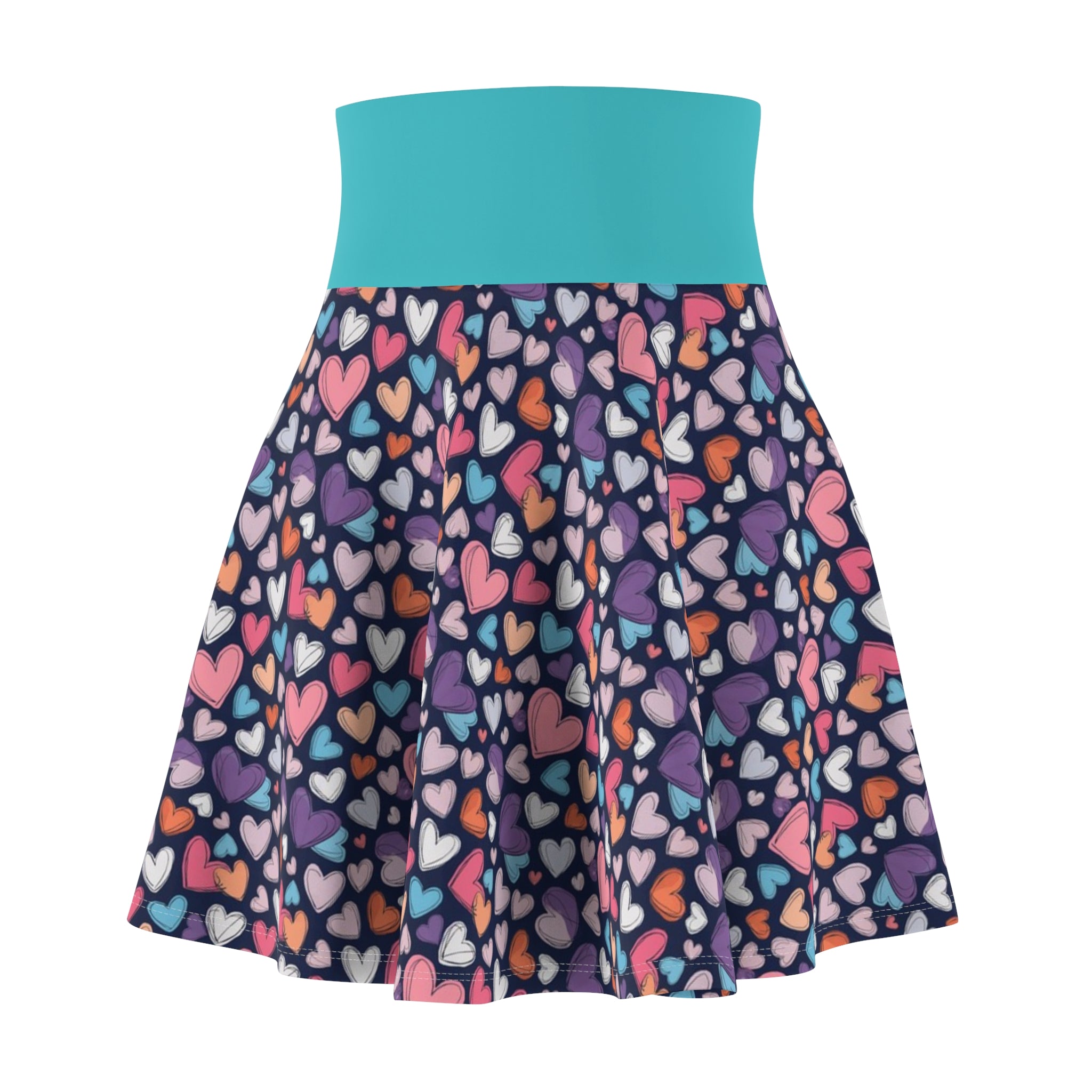 Up-Hearted Tahiti Blue Women's Skater Skirt (AOP)