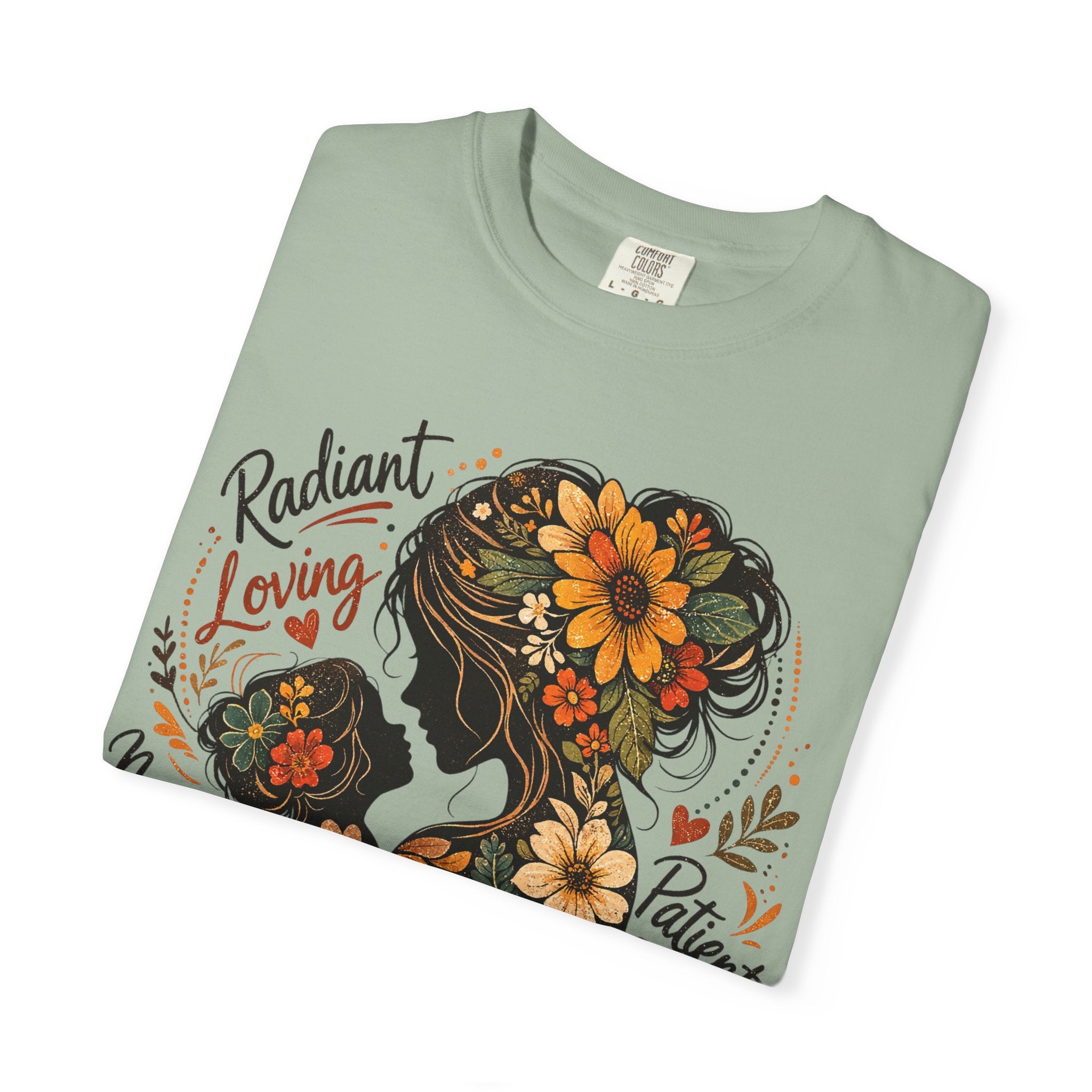 Mother Floral Silhouette T-Shirt — Radiant, Loving, Mom Mother's Day Gift