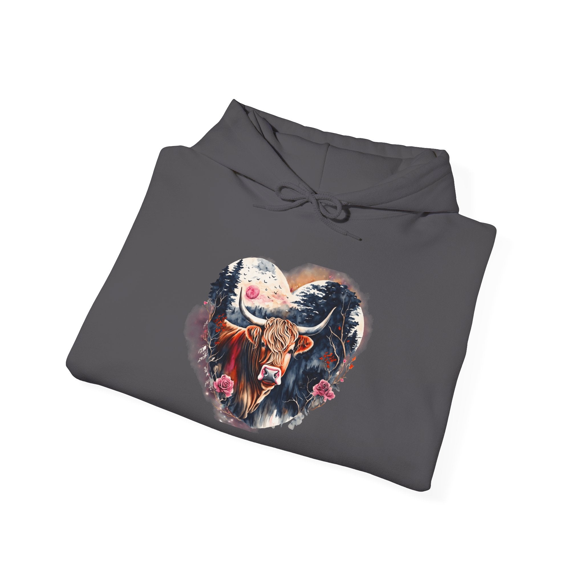 Love of Highland Heffer - Unisex Heavy Blend™ Hooded Sweatshirt - Spruced Roost