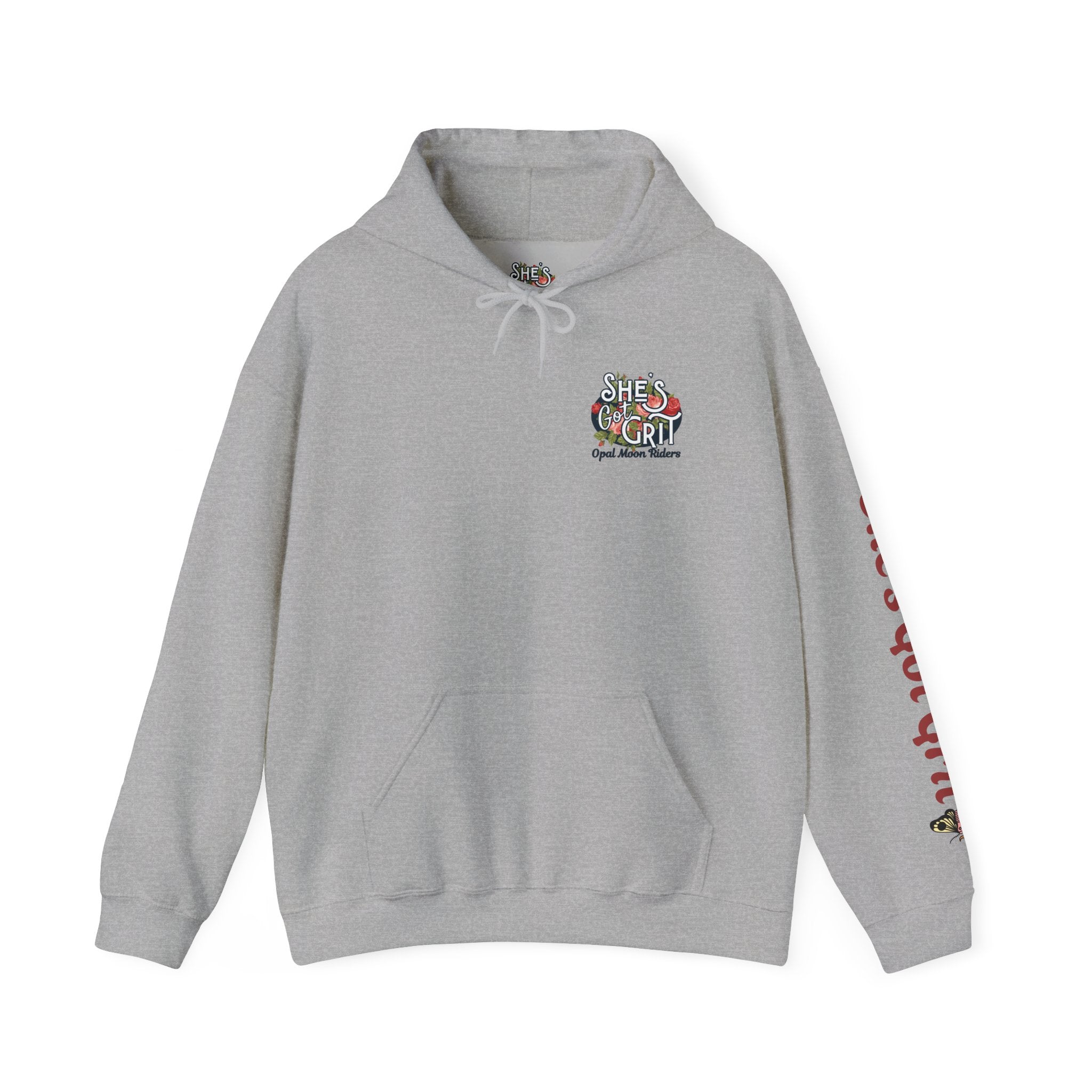 "She's Got Grit" Hoodie — Opal Moon Riders Floral Logo Pullover