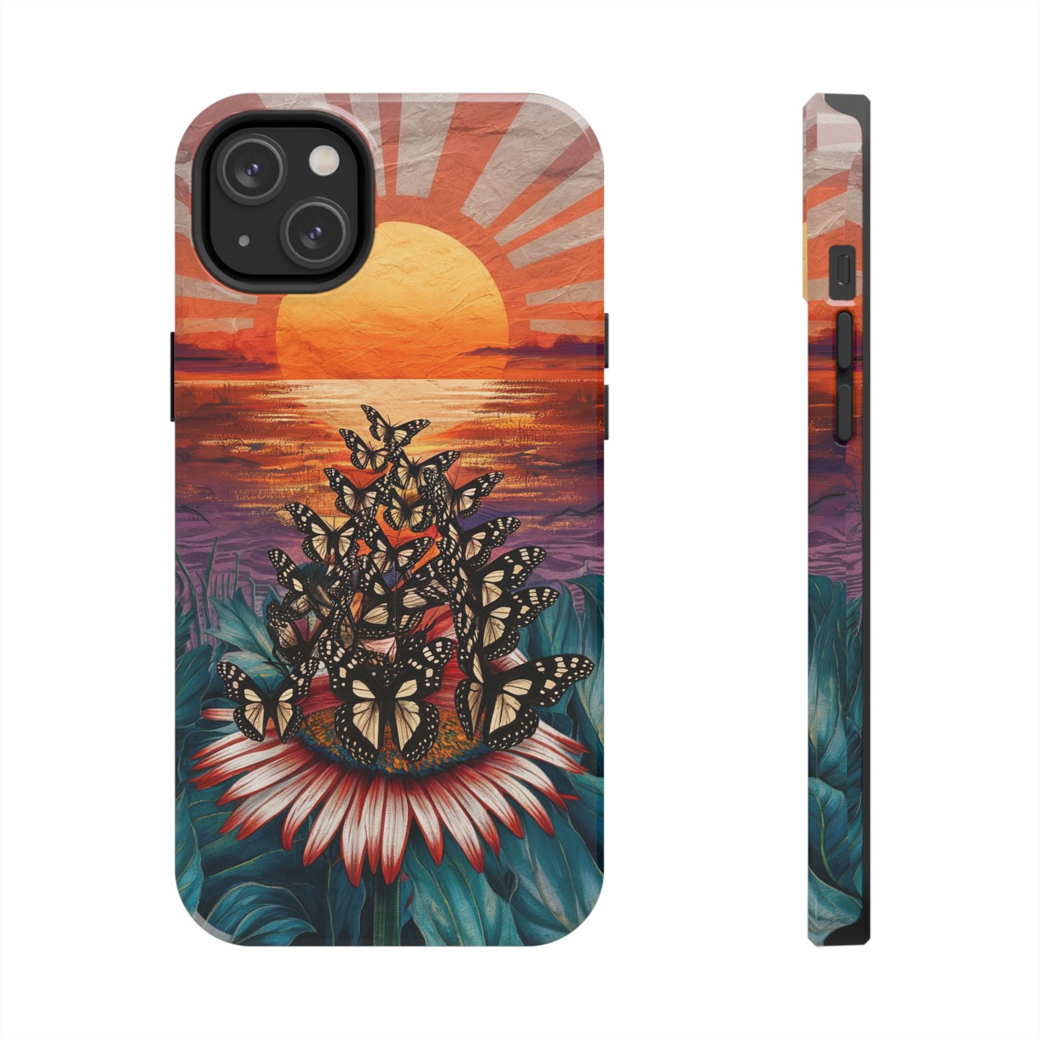 Sunset Butterflies - Tough Case for iPhone 14, 15, 16 - Spruced Roost