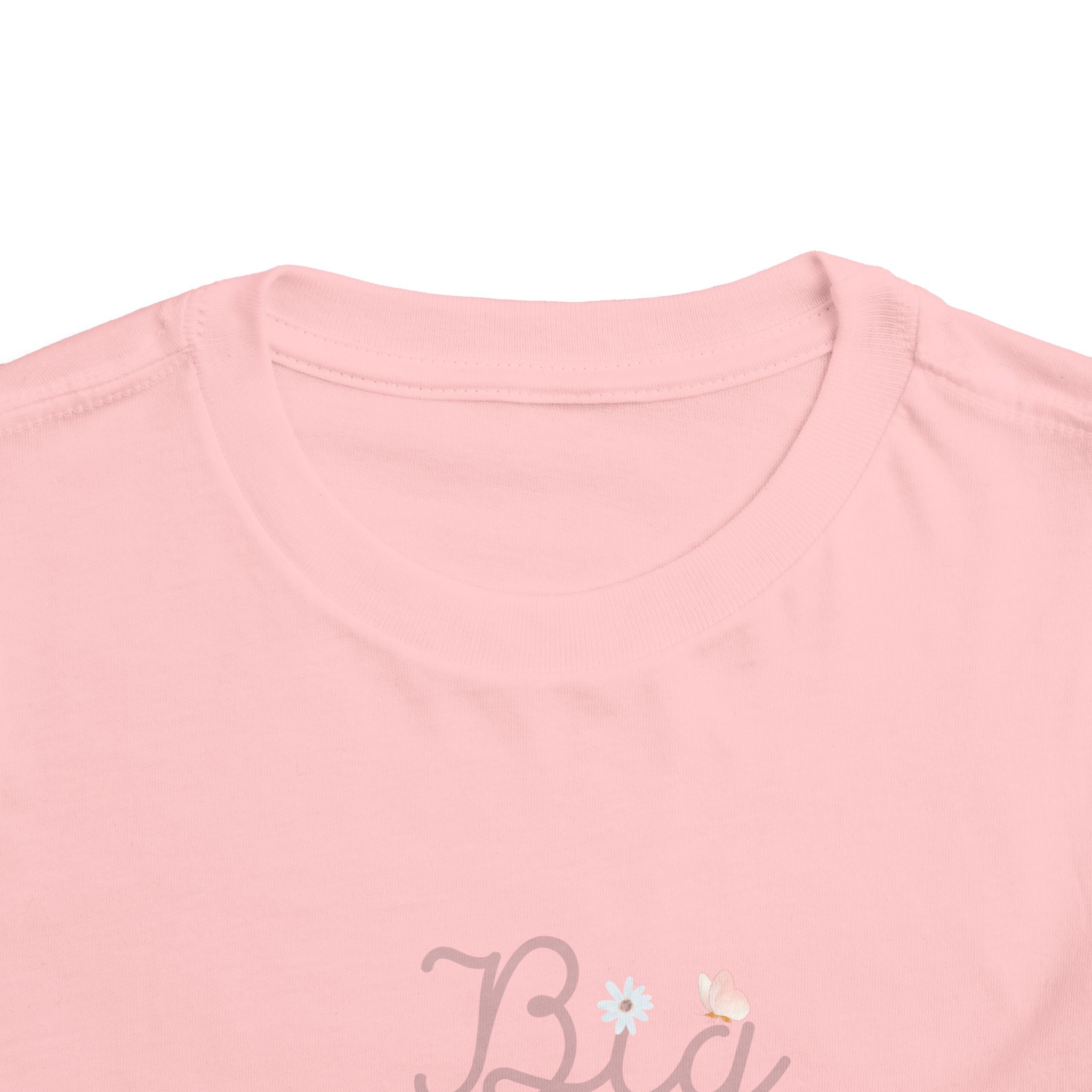 Pink Cursive Daisy Big Sister Toddler Tee