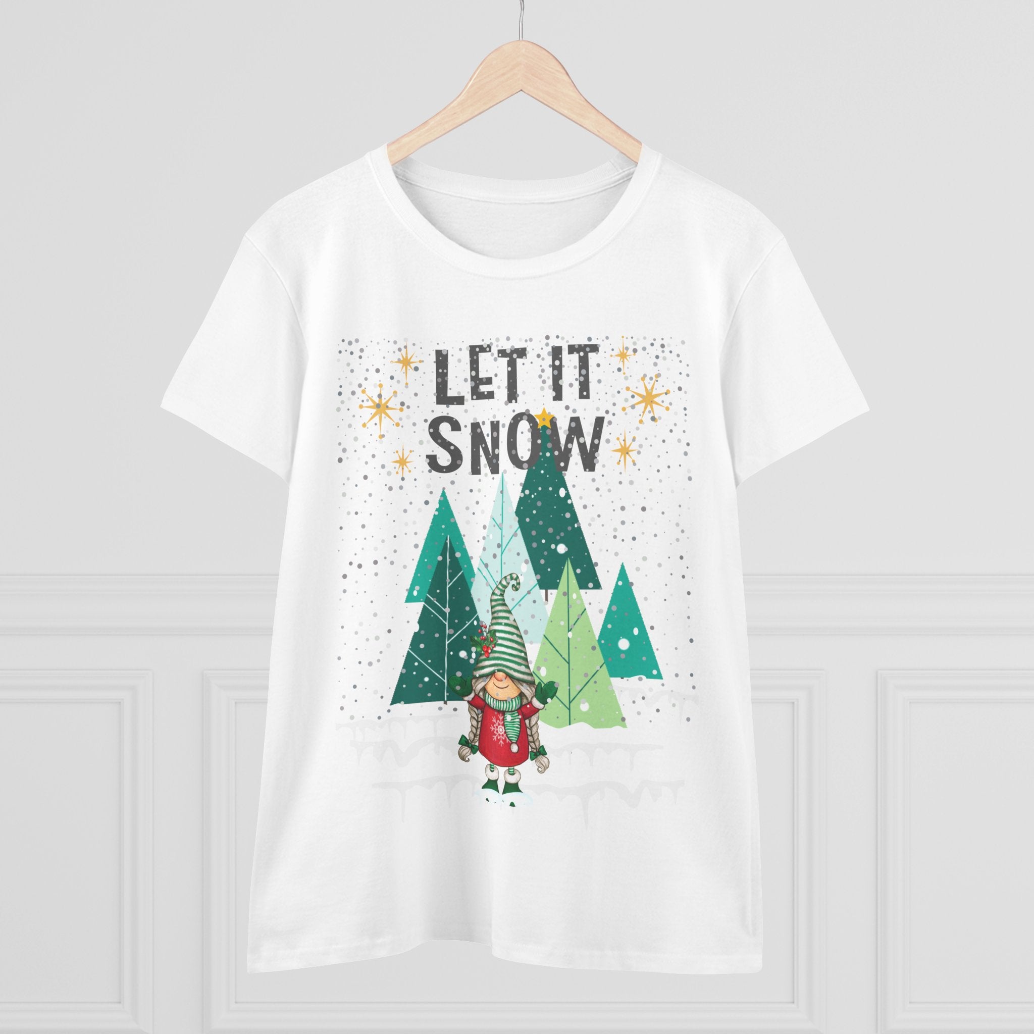Let it Snow Gnome  - Slim Women's Midweight Cotton - Tee S-3XL