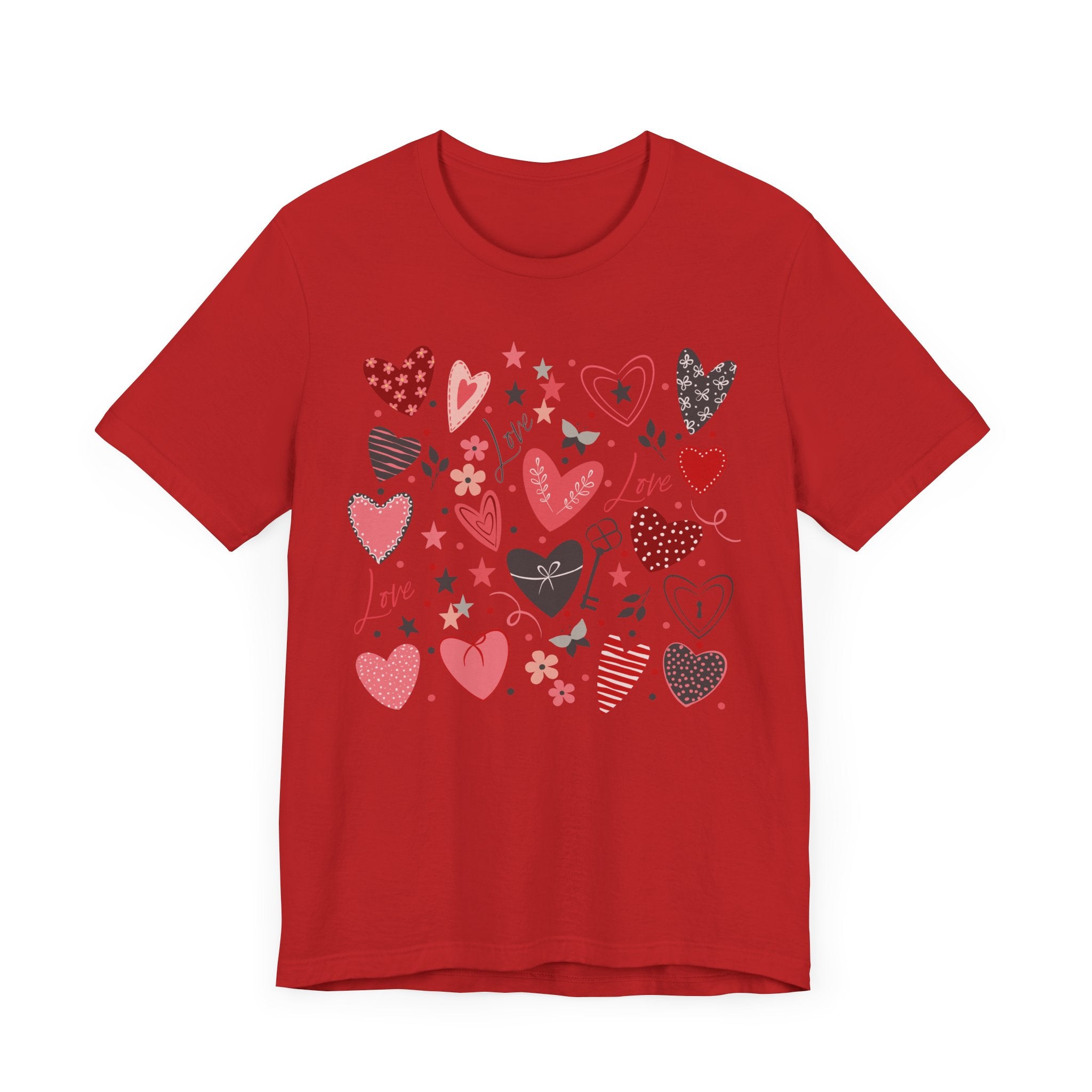 Base of Hearts Unisex Jersey Short Sleeve Tee - Red
