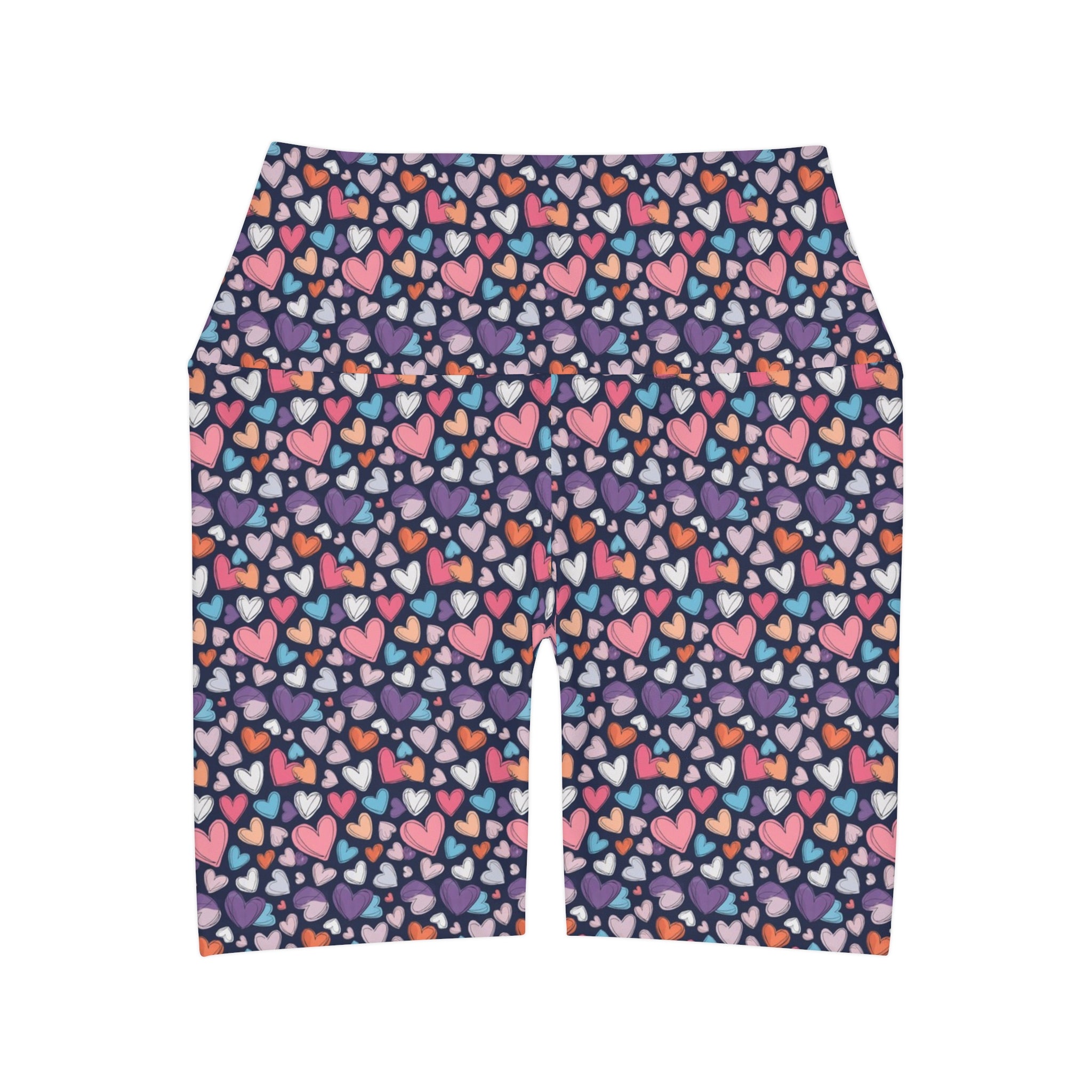 Up-Hearted High Waisted Yoga Shorts (AOP)