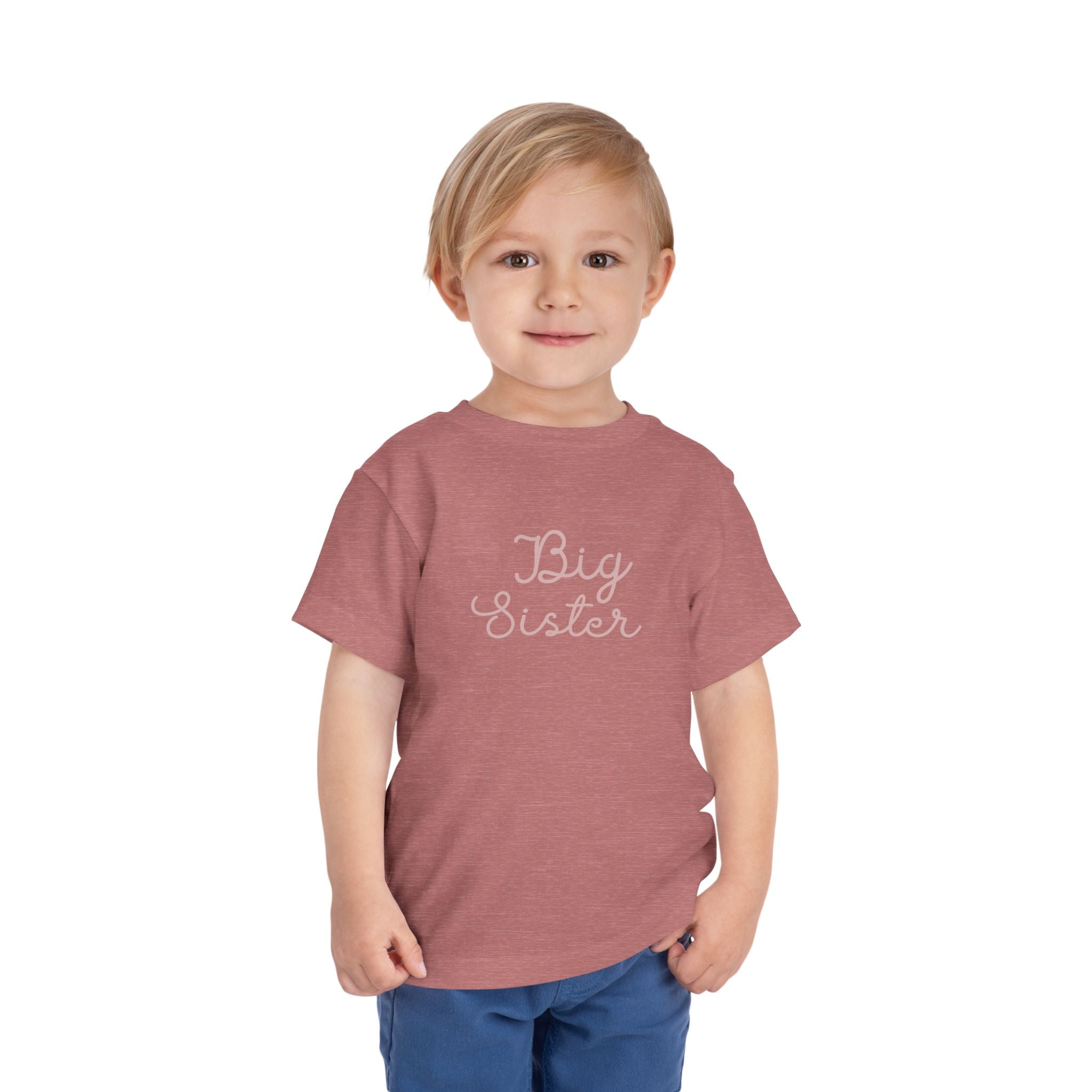 Pink Cursive - Big Sister Baby T-Shirt - Gift for New Siblings, Baby Showers