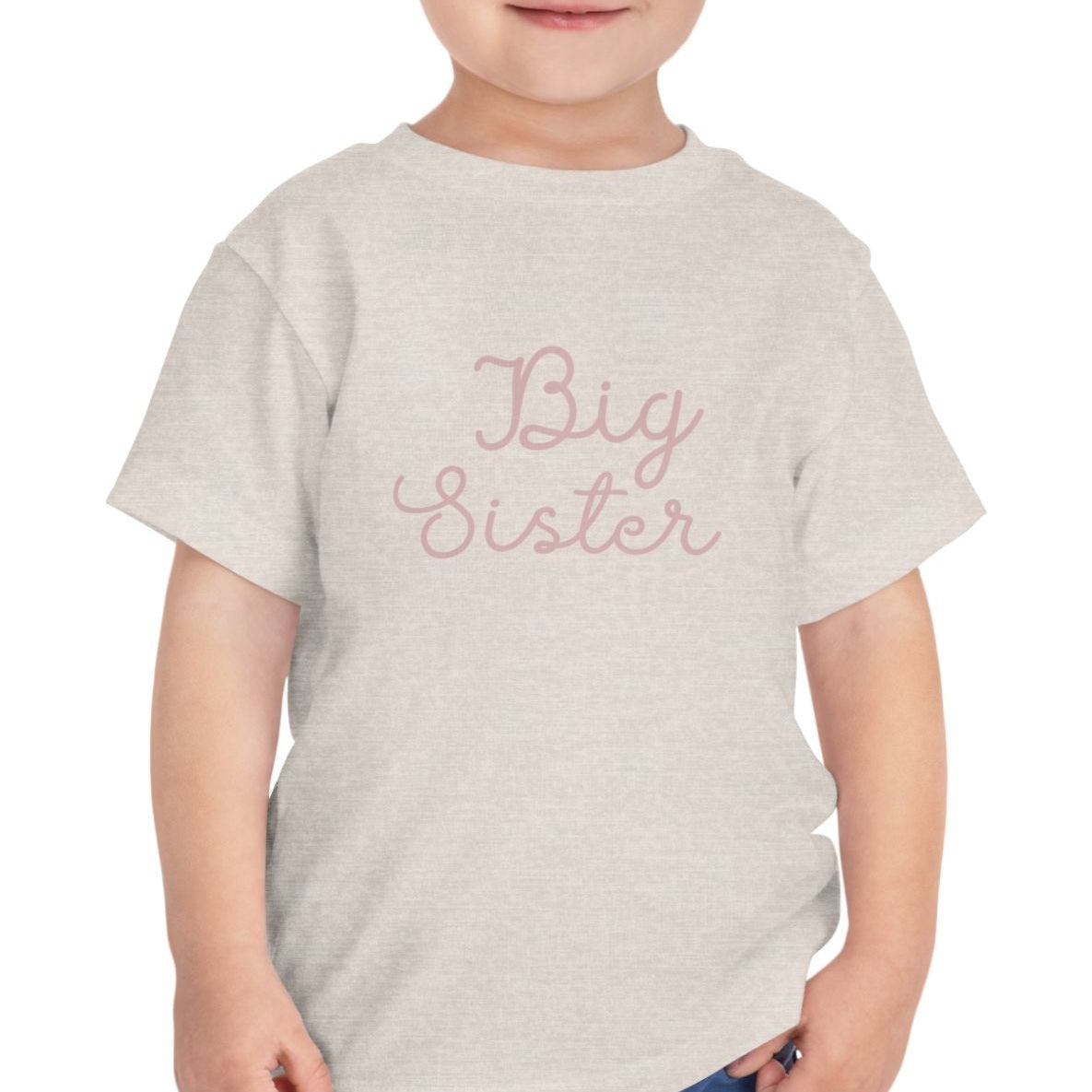 Pink Cursive - Big Sister Kids' T-Shirt -Gift for New Siblinngs - 3/4-7/8
