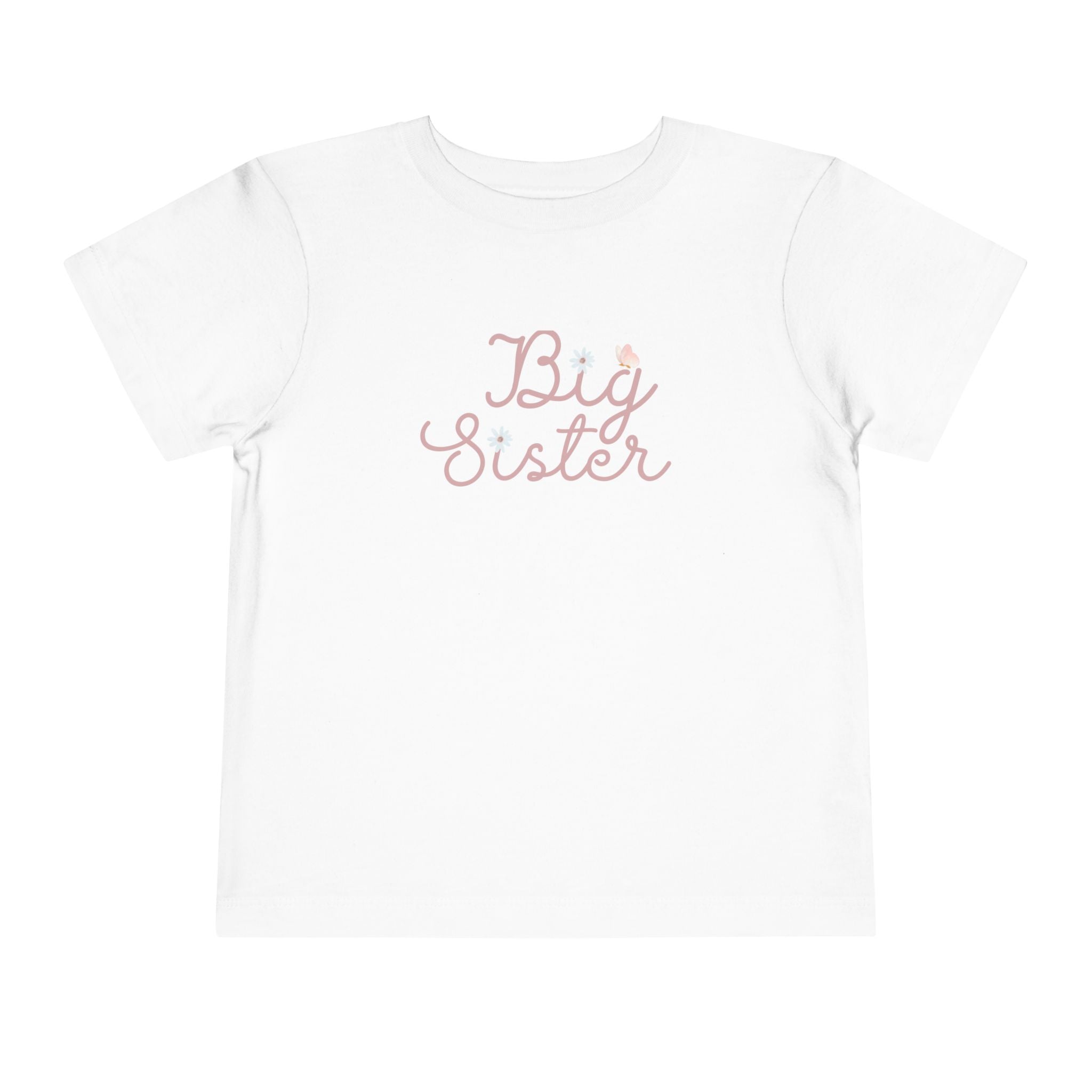 Daisy Pink Cursive - Big Sister Kids' T-Shirt -Gift for New Siblinngs - 3/4-7/8