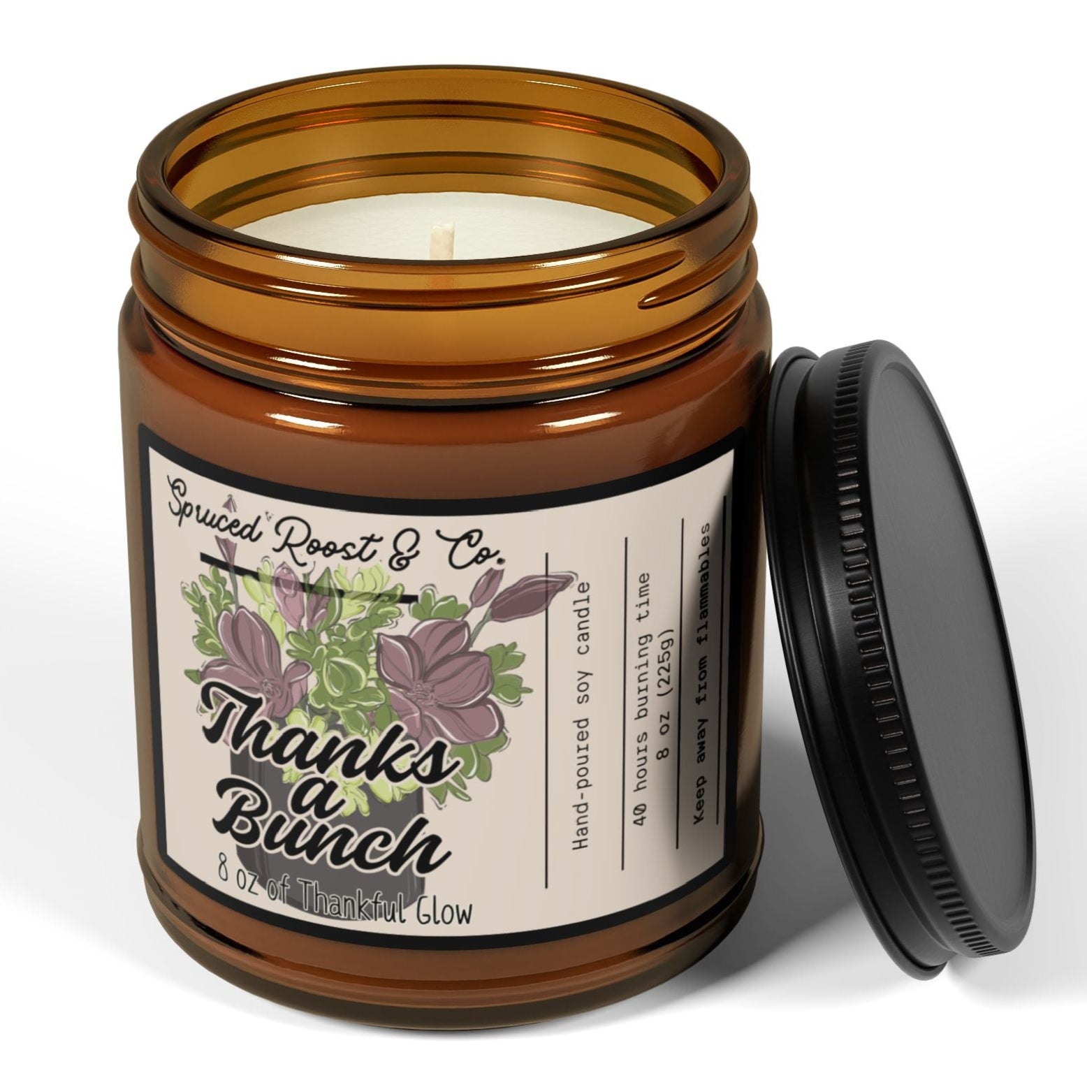 Thanks a Bunch! Scented Soy Candle (Multi-Size, Amber Jar)