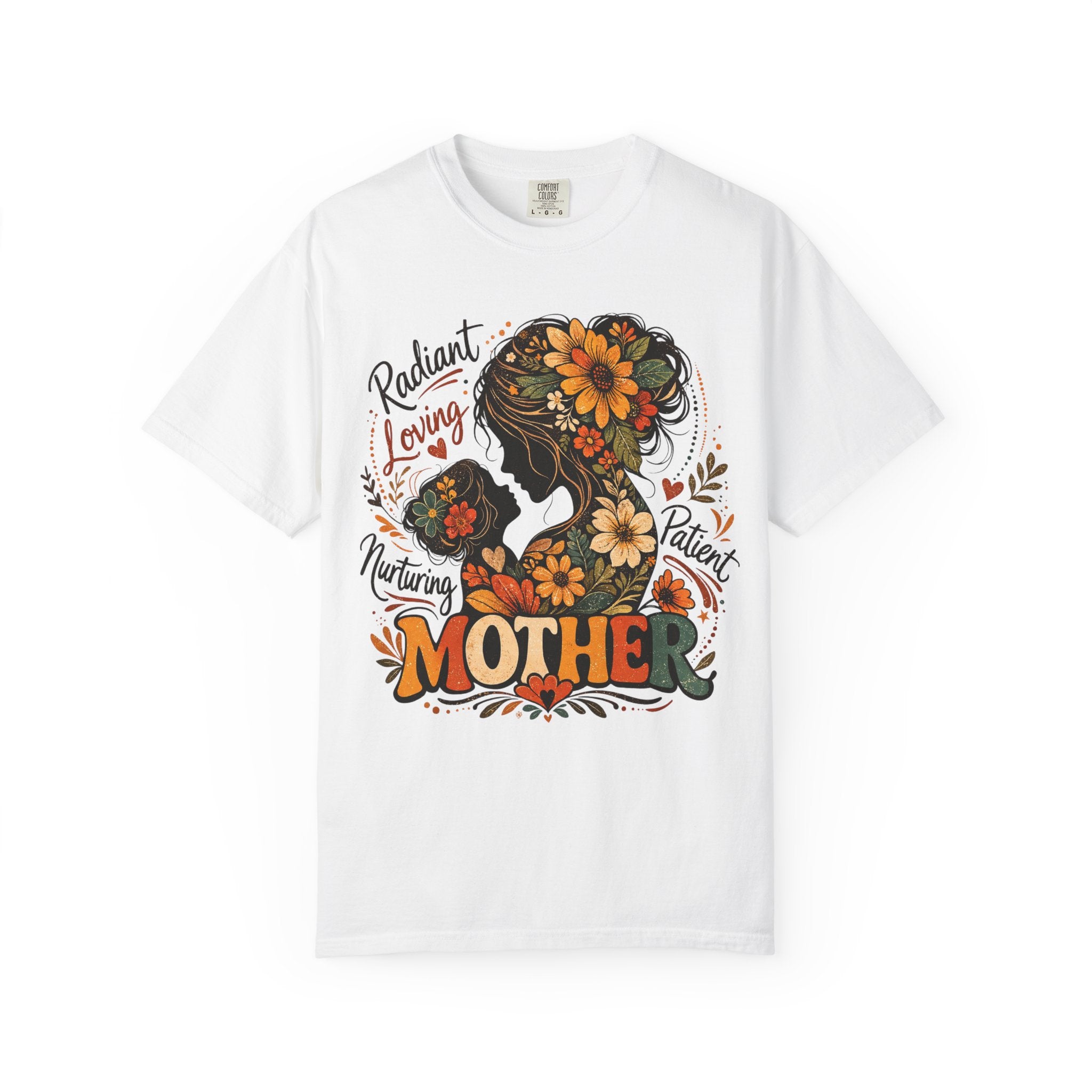 Mother Floral Silhouette T-Shirt — Radiant, Loving, Mom Mother's Day Gift