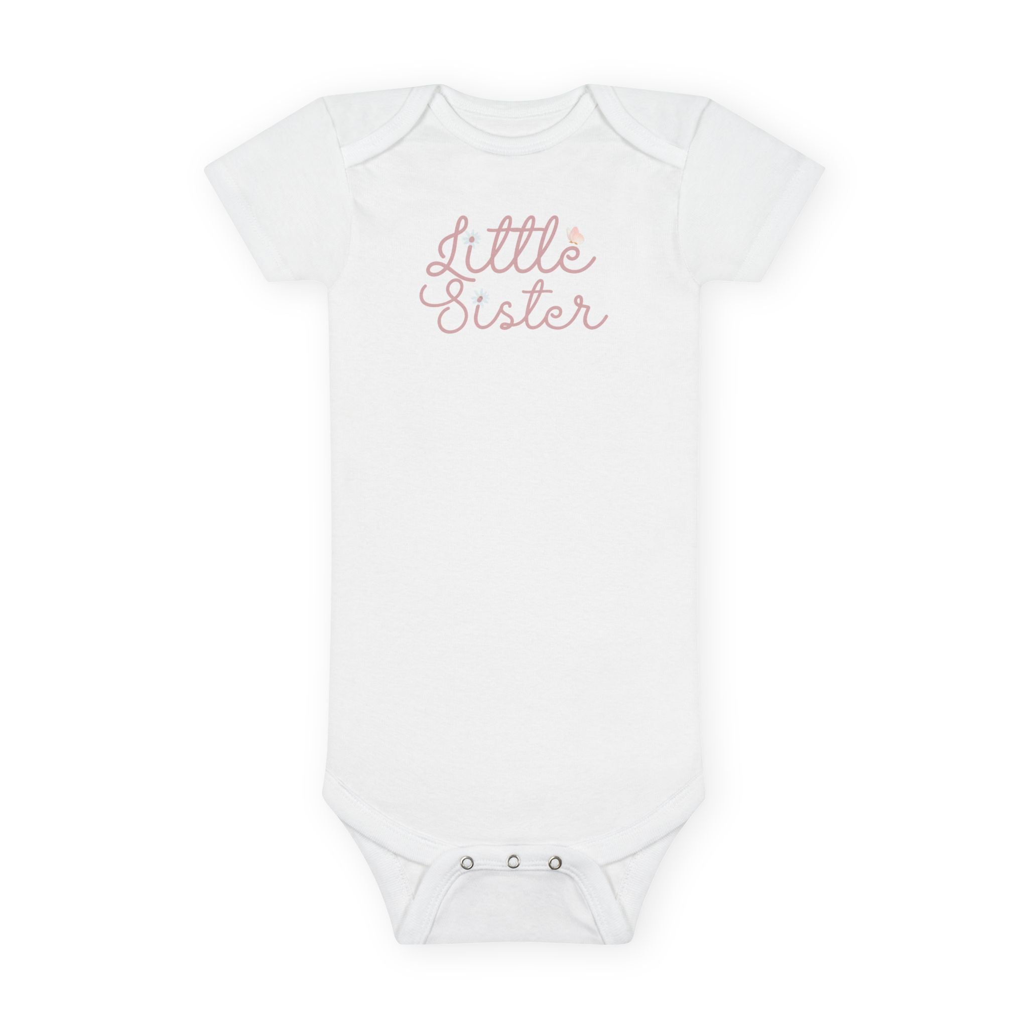 Little Sister in Pink USA Organic Baby Bodysuit - Perfect Gift for Newborns