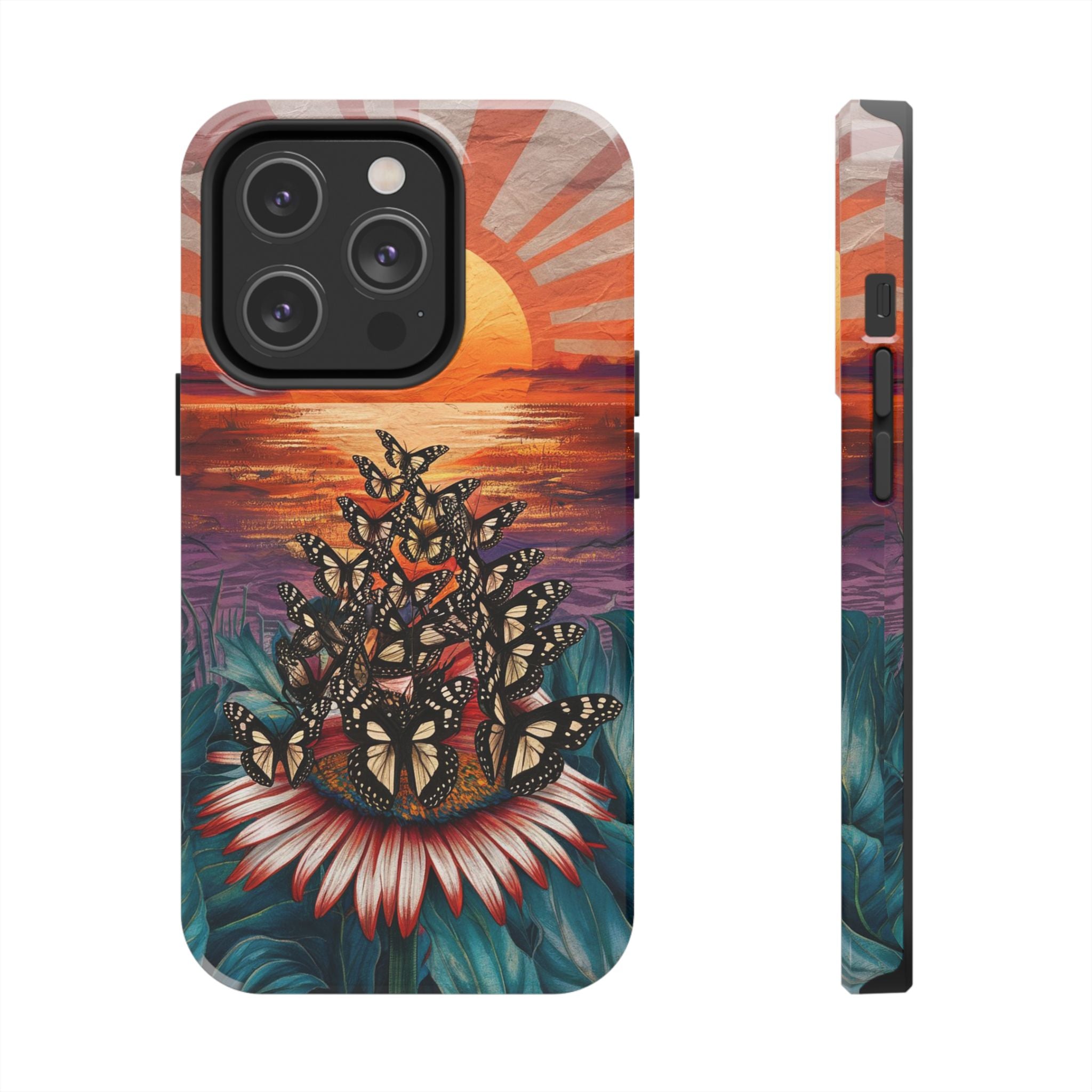Sunset Butterflies - Tough Case for iPhone 14, 15, 16 - Spruced Roost