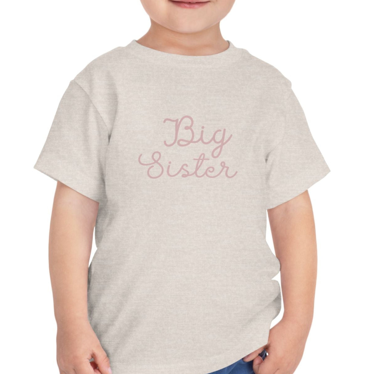 Pink Cursive - Big Sister Baby T-Shirt - Gift for New Siblings, Baby Showers