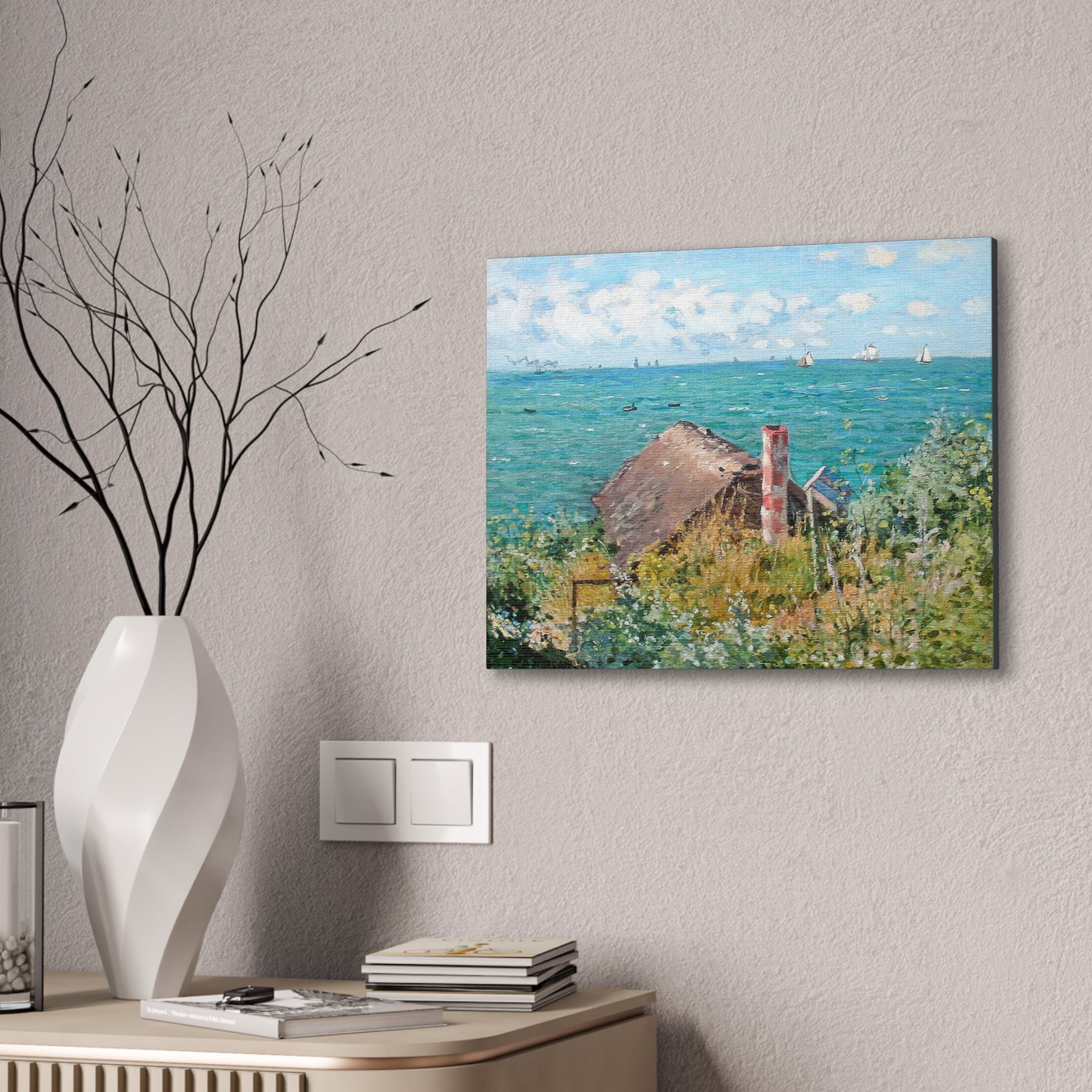 The Cabin at Saint-Adresse Claude Monet Canvas Stretched, 0.75"