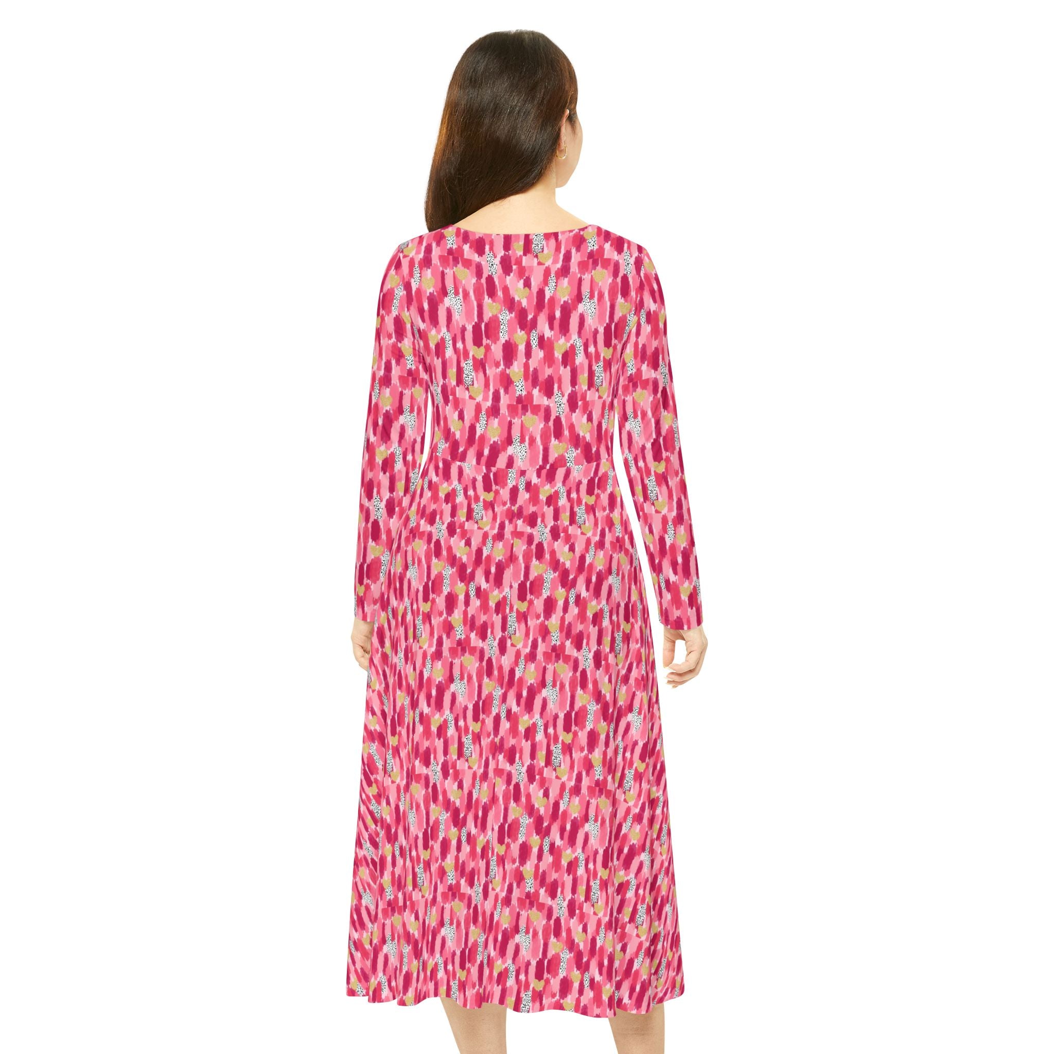 Pink Moth Confetti - Chic Long Sleeve Dance Dress for Women