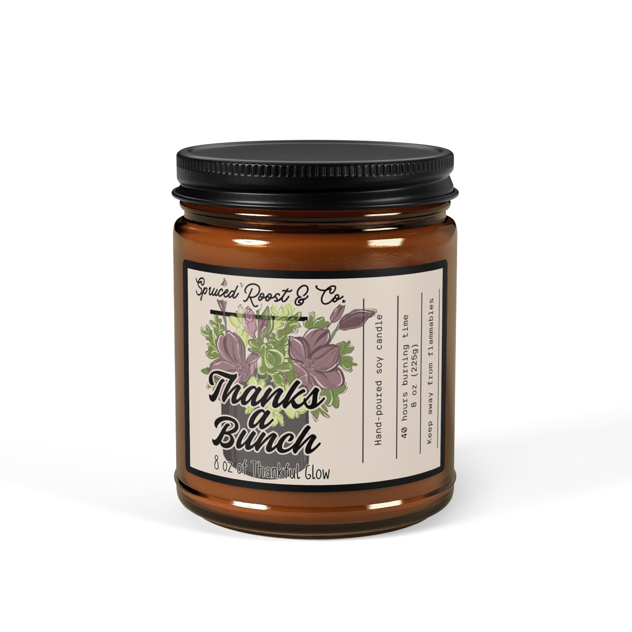 Thanks a Bunch! Scented Soy Candle (Multi-Size, Amber Jar)