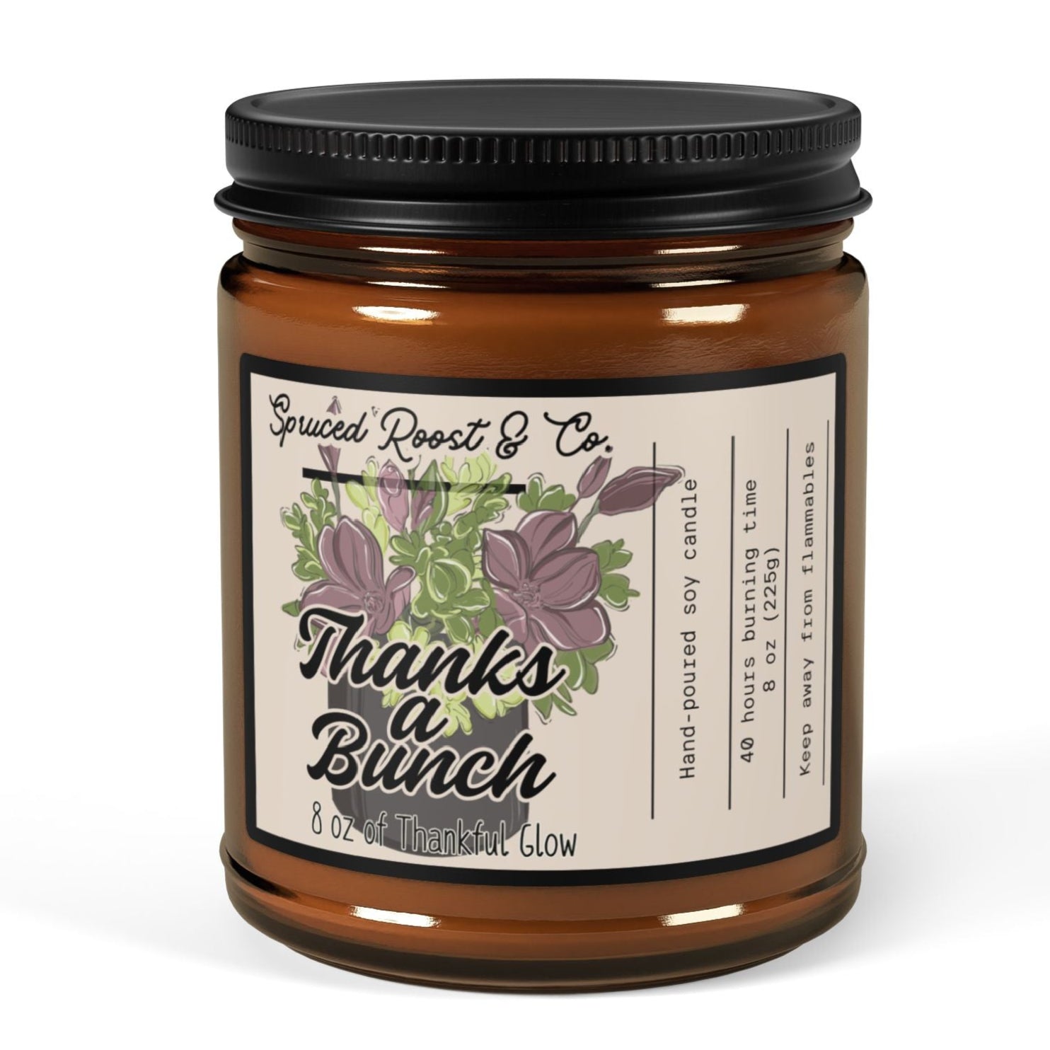 Thanks a Bunch! Scented Soy Candle (Multi-Size, Amber Jar)