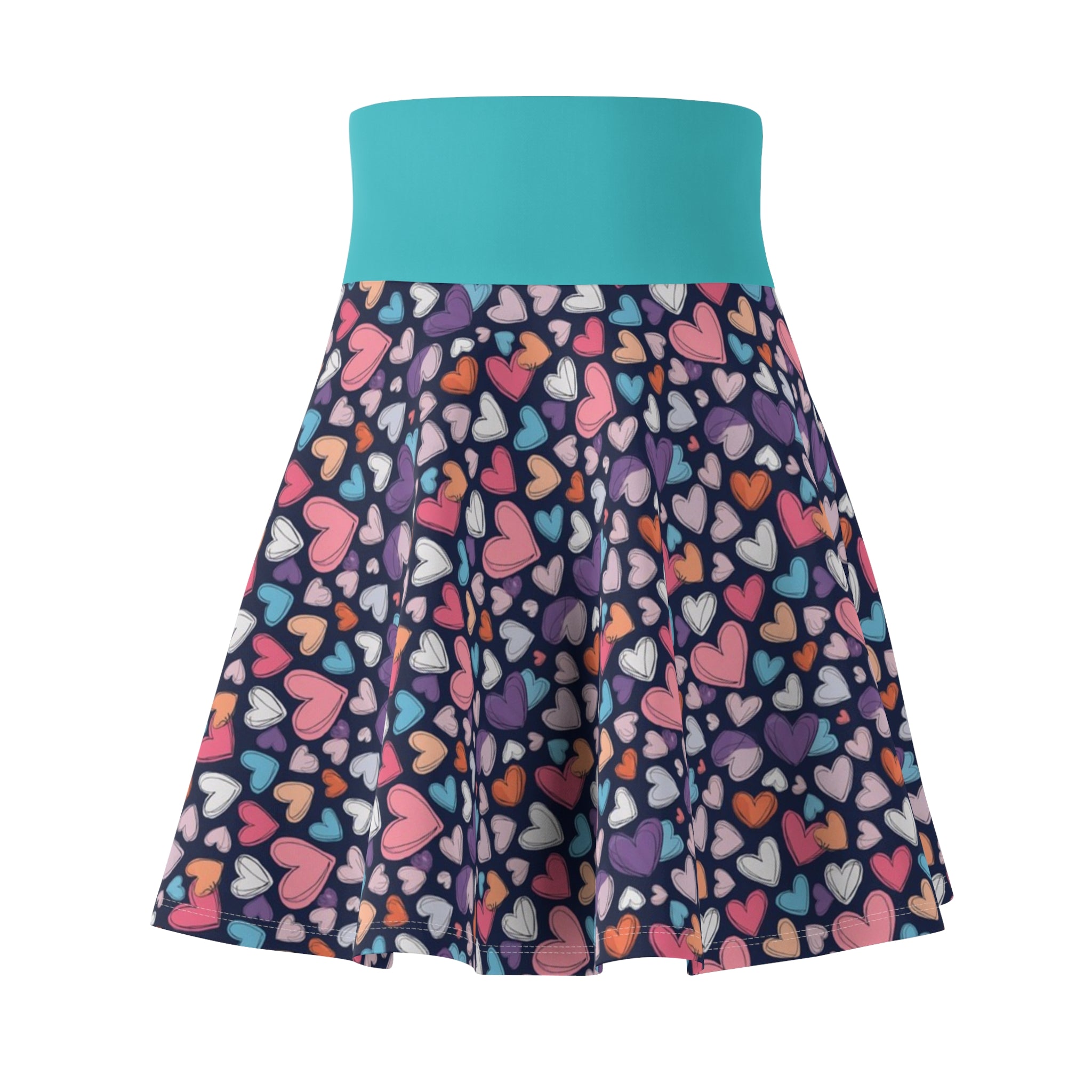 Up-Hearted Tahiti Blue Women's Skater Skirt (AOP)