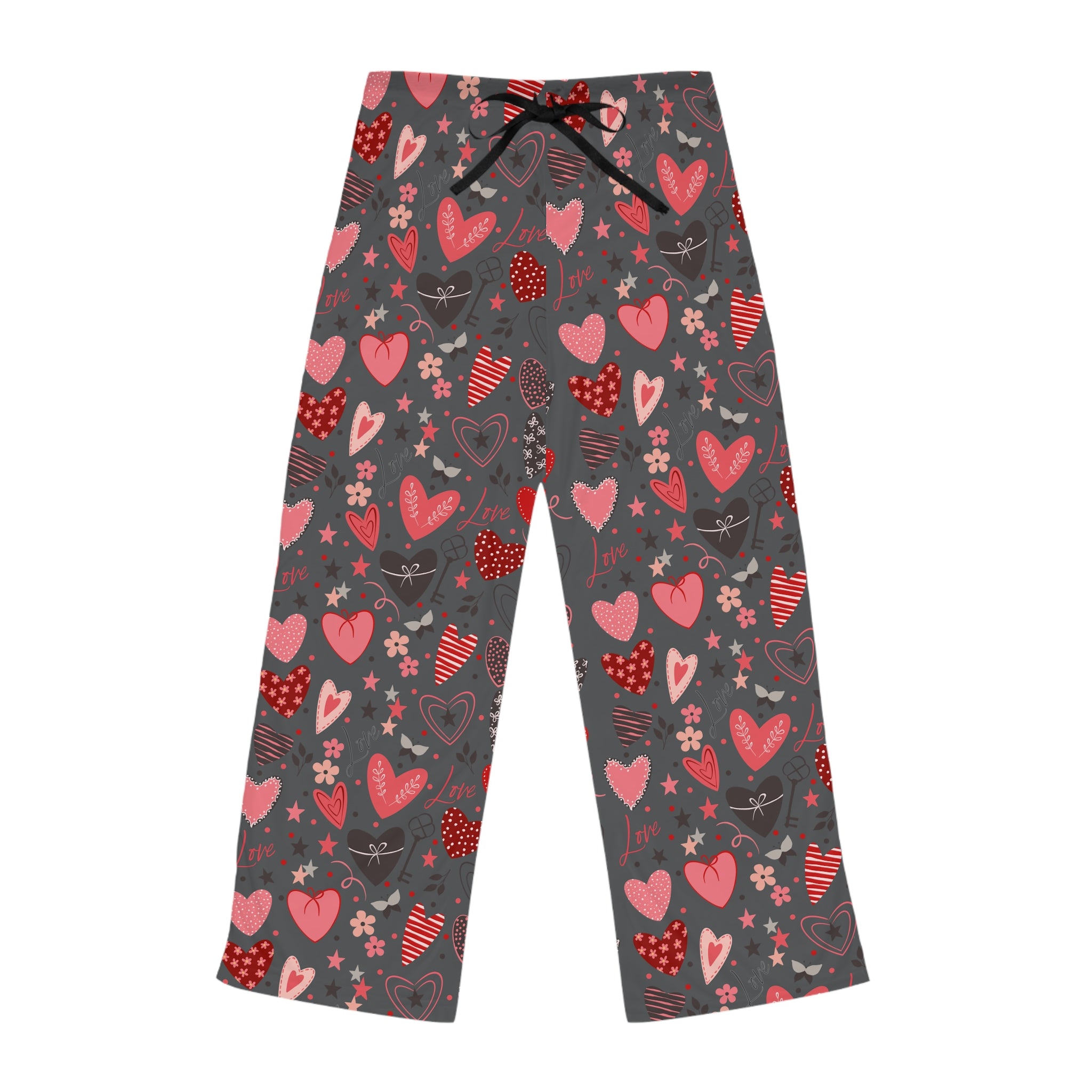 Base of Hearts Women's Pajama Pants (AOP) - Asphalt Gray