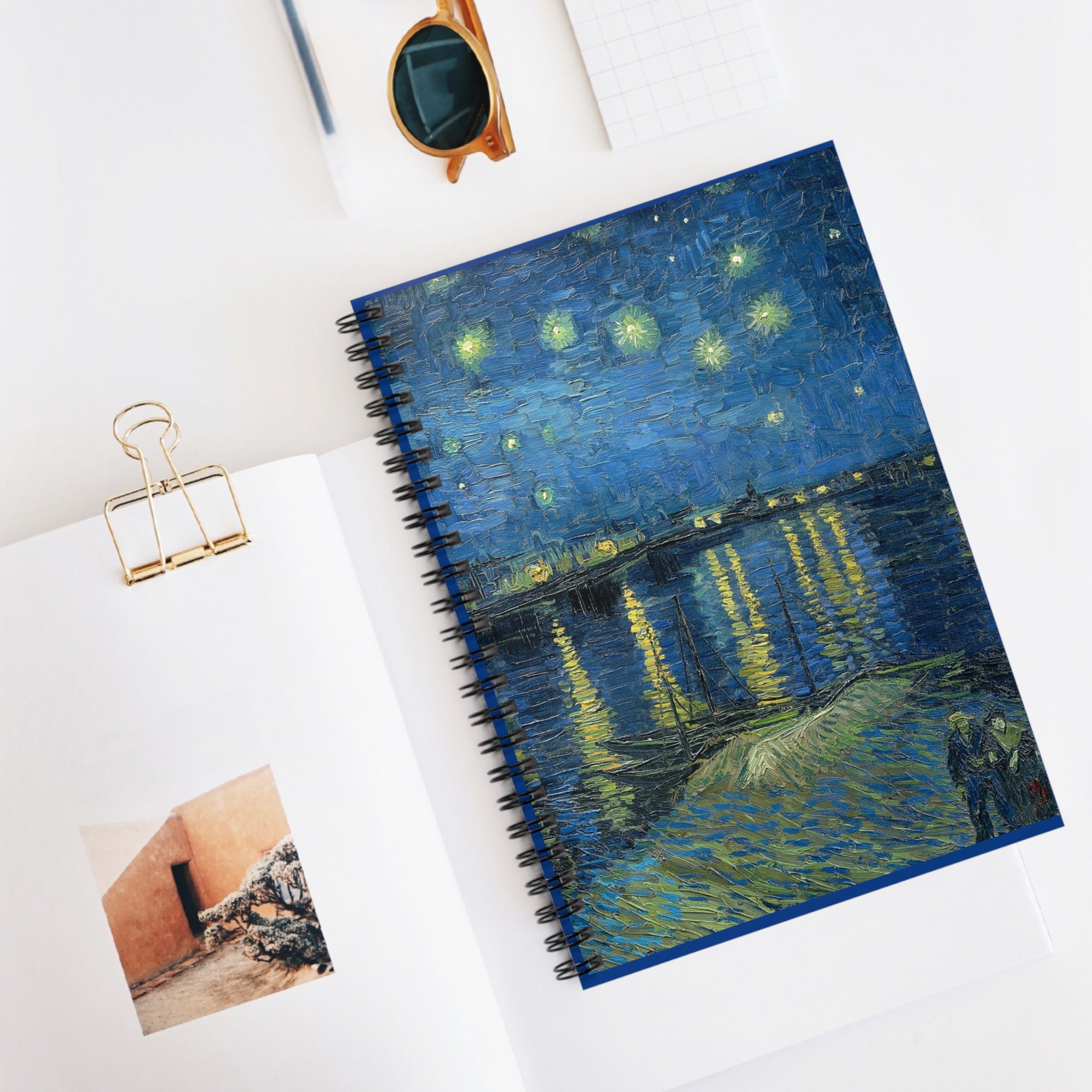 Starry Night on the Rhone - Vincent Van Gogh - Spiral Notebook - Ruled Line - Spruced Roost