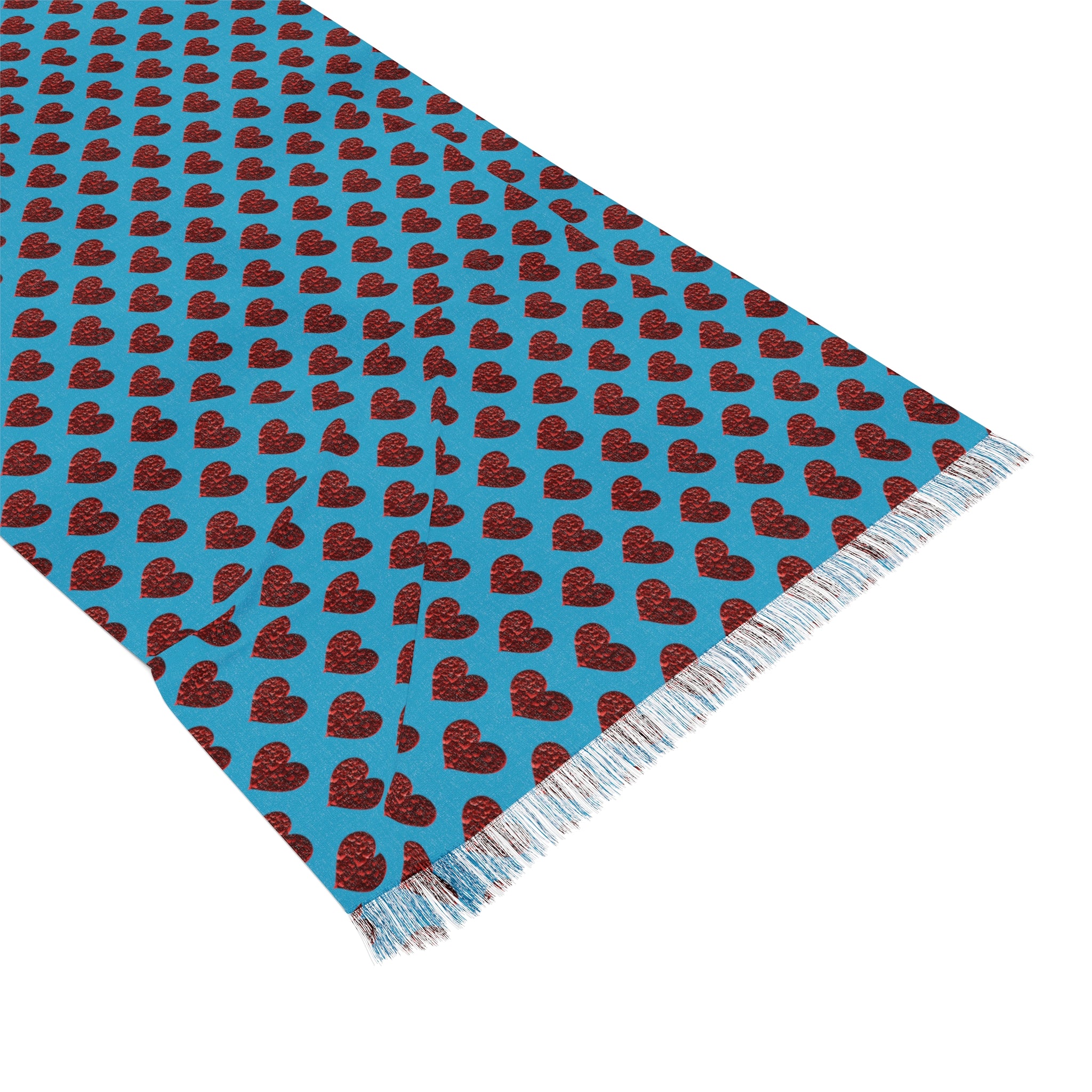 Teal Hearts Light Scarf