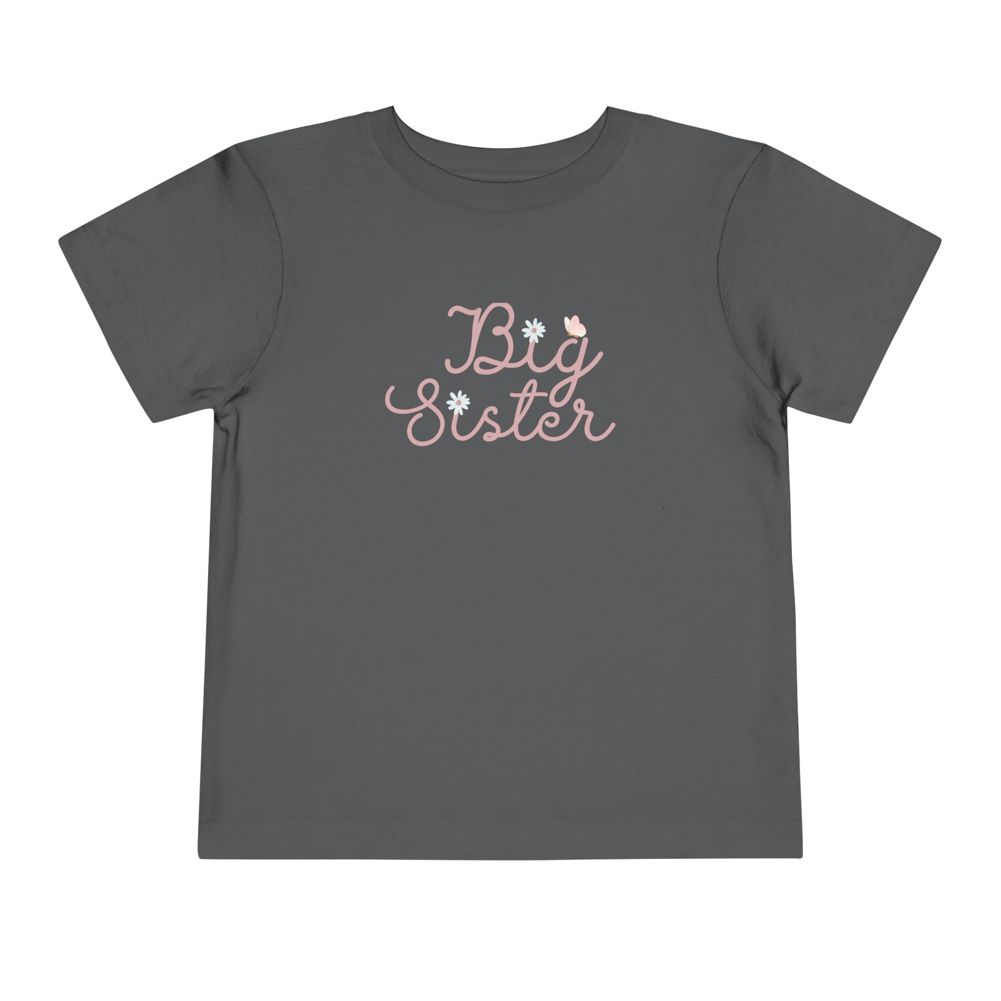 Daisy Pink Cursive - Big Sister Kids' T-Shirt -Gift for New Siblinngs - 3/4-7/8