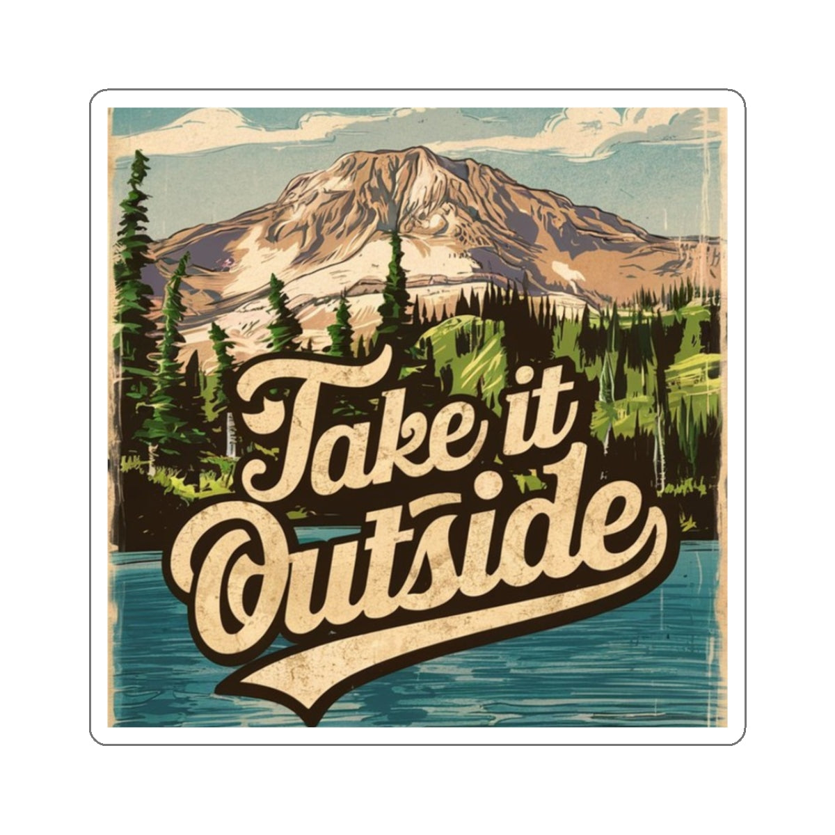 Take it Outside Mountain Lake - Kiss-Cut Stickers