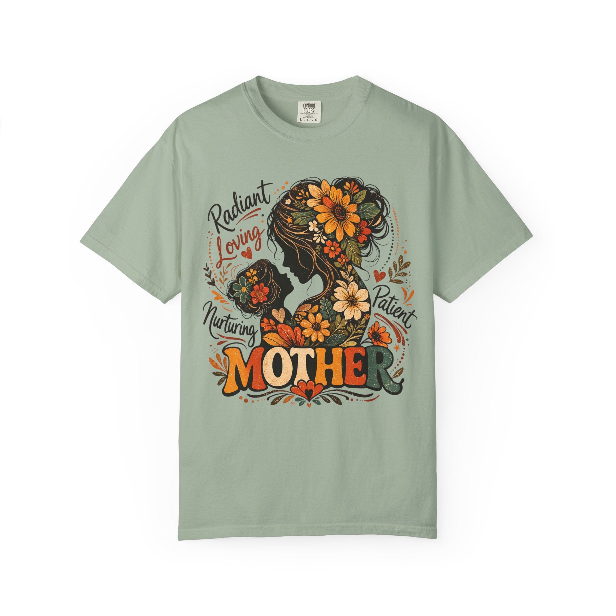Mother Floral Silhouette T-Shirt — Radiant, Loving, Mom Mother's Day Gift