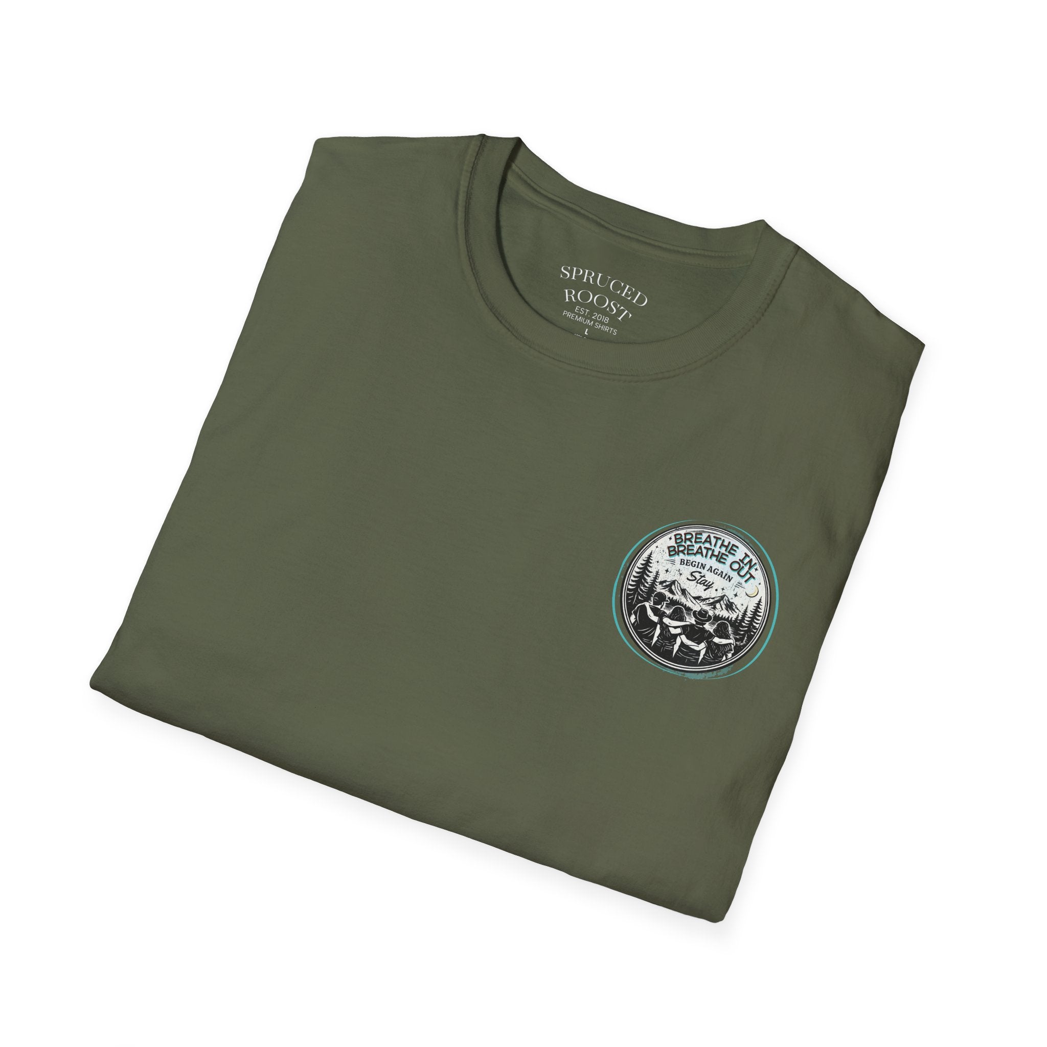 Breathe In, Breathe Out - Men's Unisex Sized Crew Graphic T-Shirt