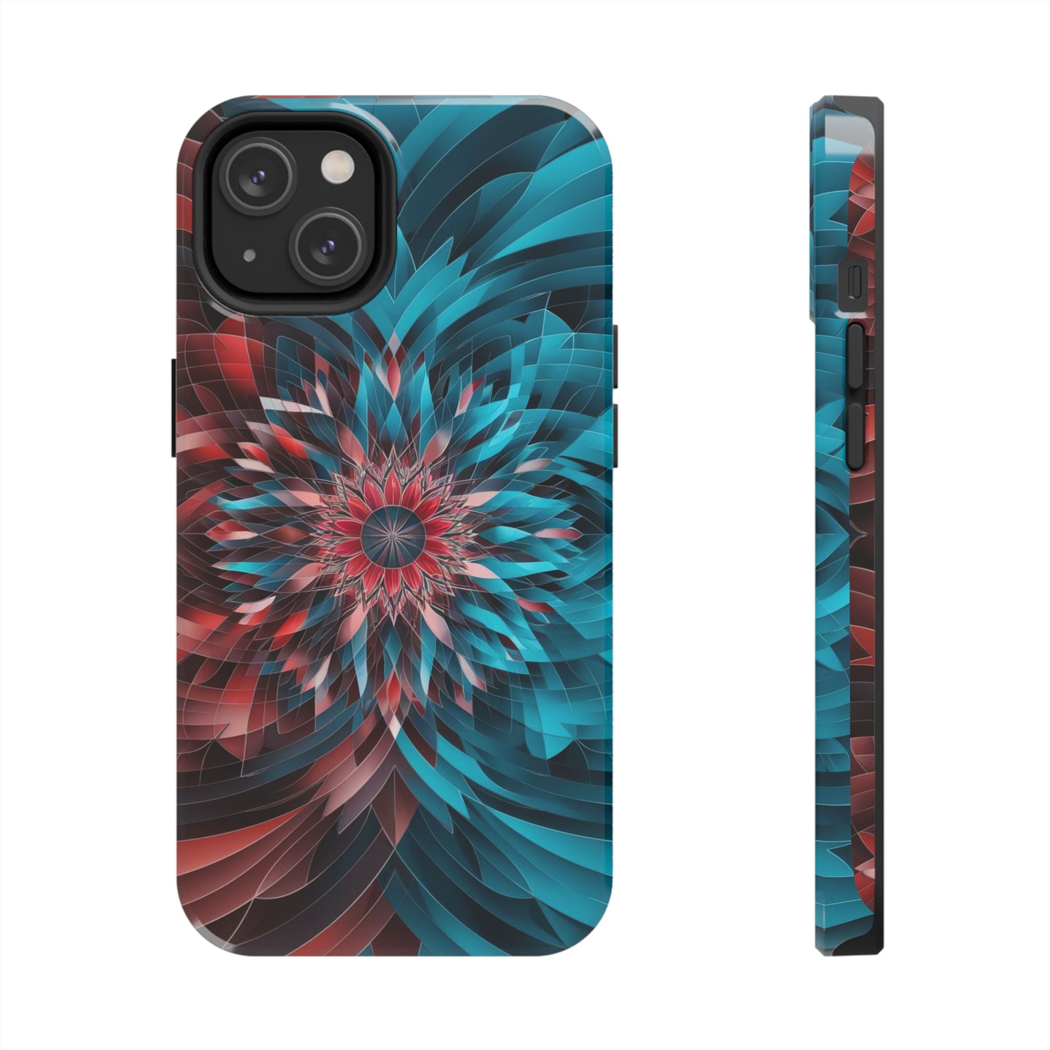Mandala Maroon and Blue - Tough Case for iPhone 14, 15, 16