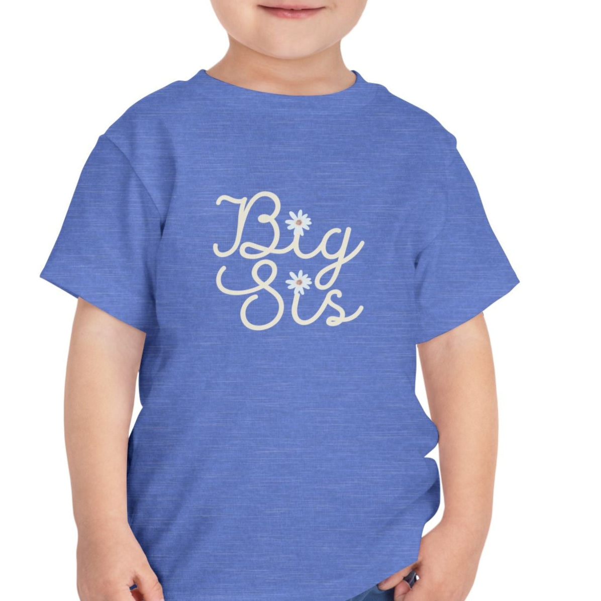 Big Sis Toddler Short Sleeve Tee - Cute Floral Design for Sibling Celebrations