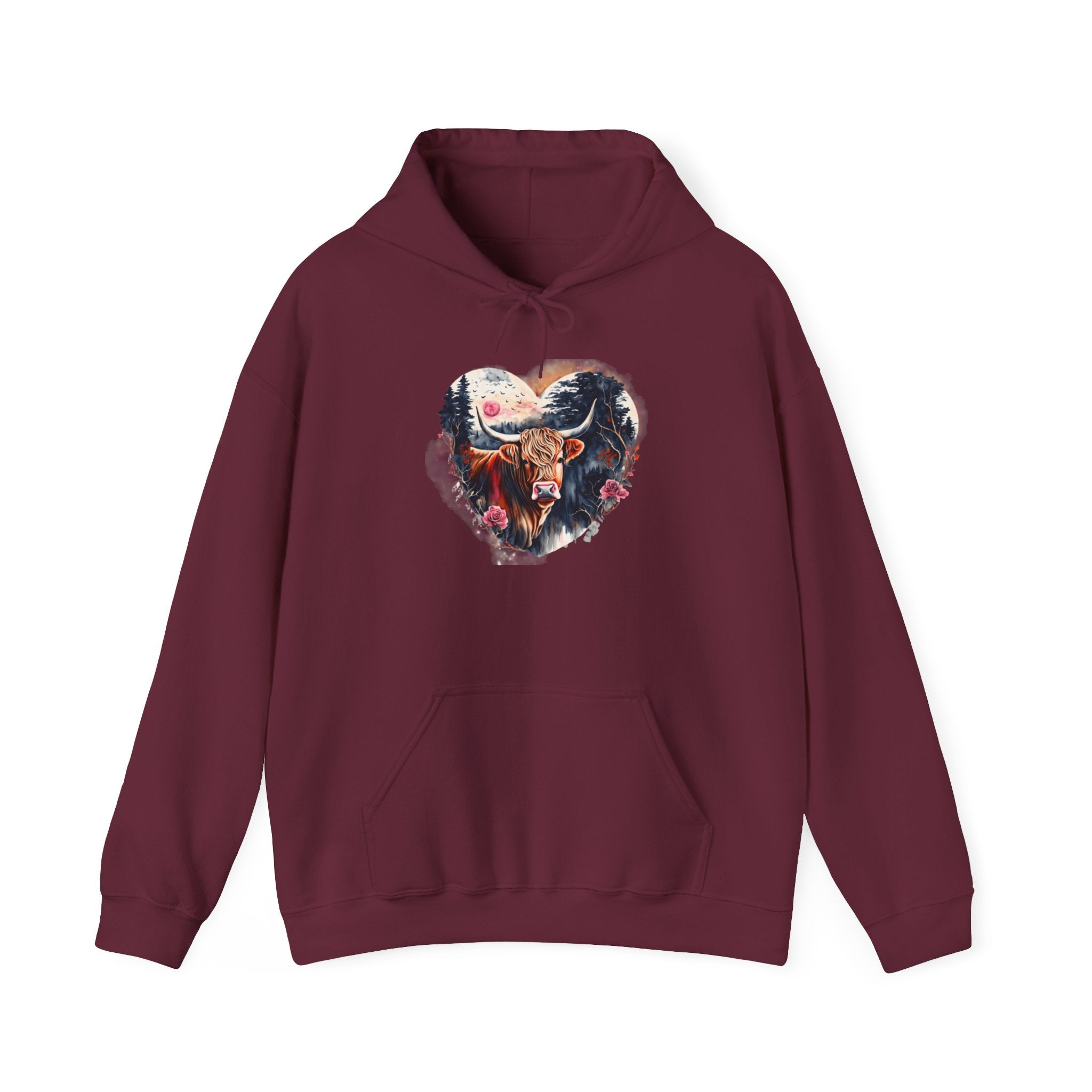 Love of Highland Heffer - Unisex Heavy Blend™ Hooded Sweatshirt - Spruced Roost
