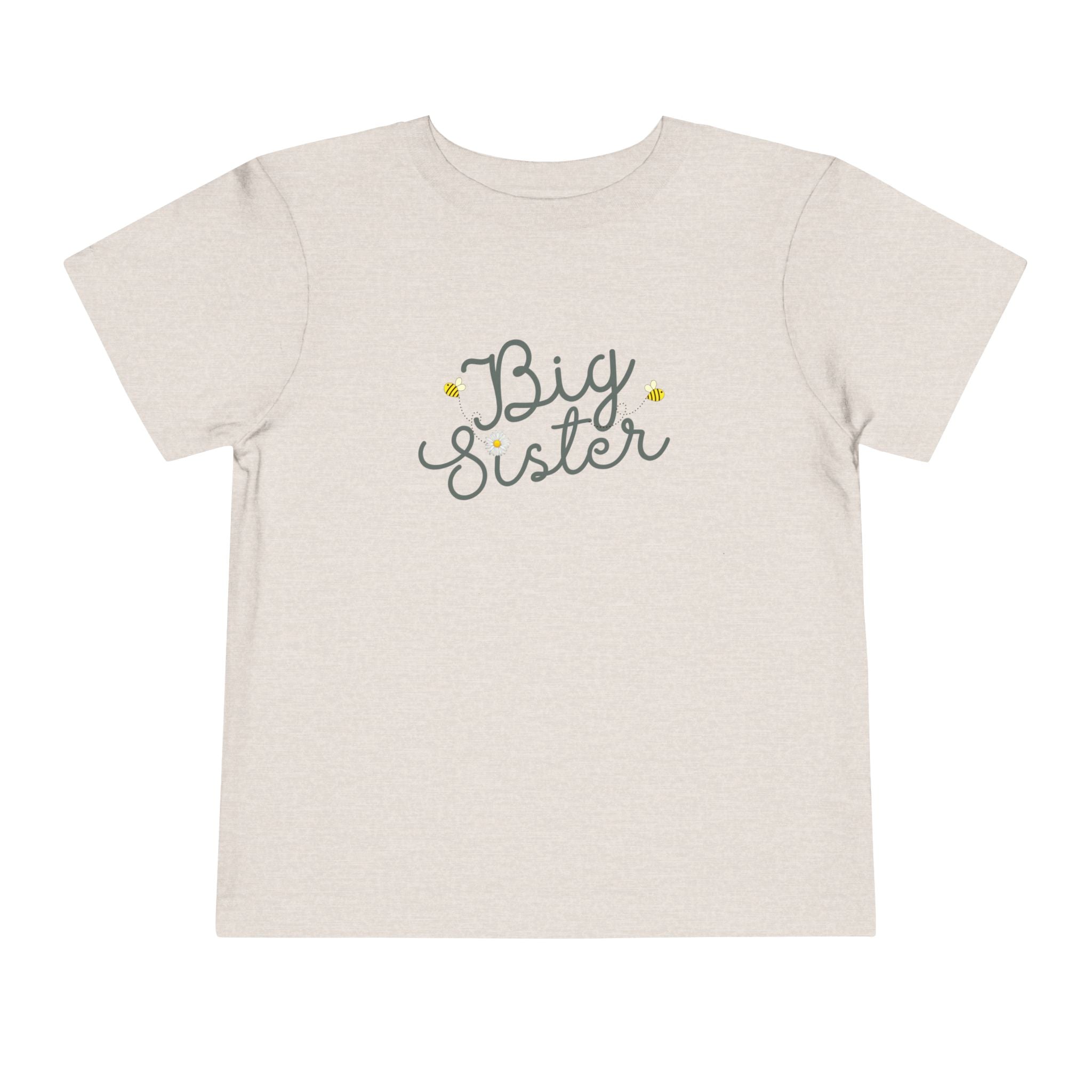 Big Sister Bees & Daisy Green Cursive - Big Sister Kids' T-Shirt - 3/4-7/8