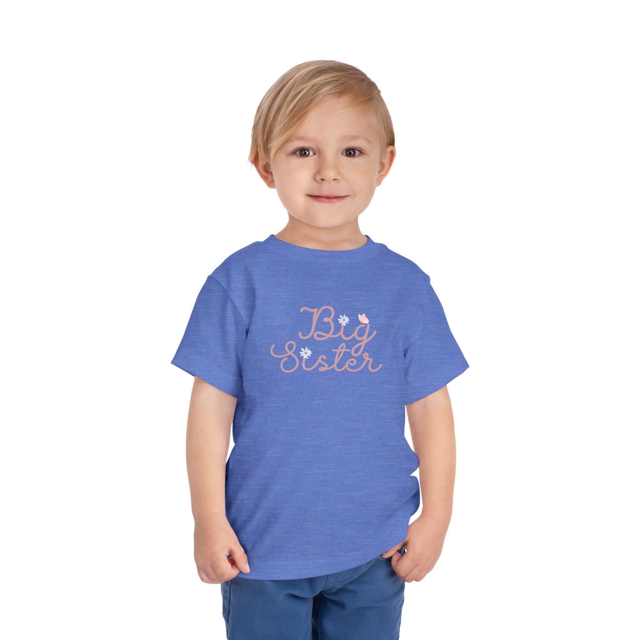 Daisy Pink Cursive - Big Sister Kids' T-Shirt -Gift for New Siblinngs - 3/4-7/8